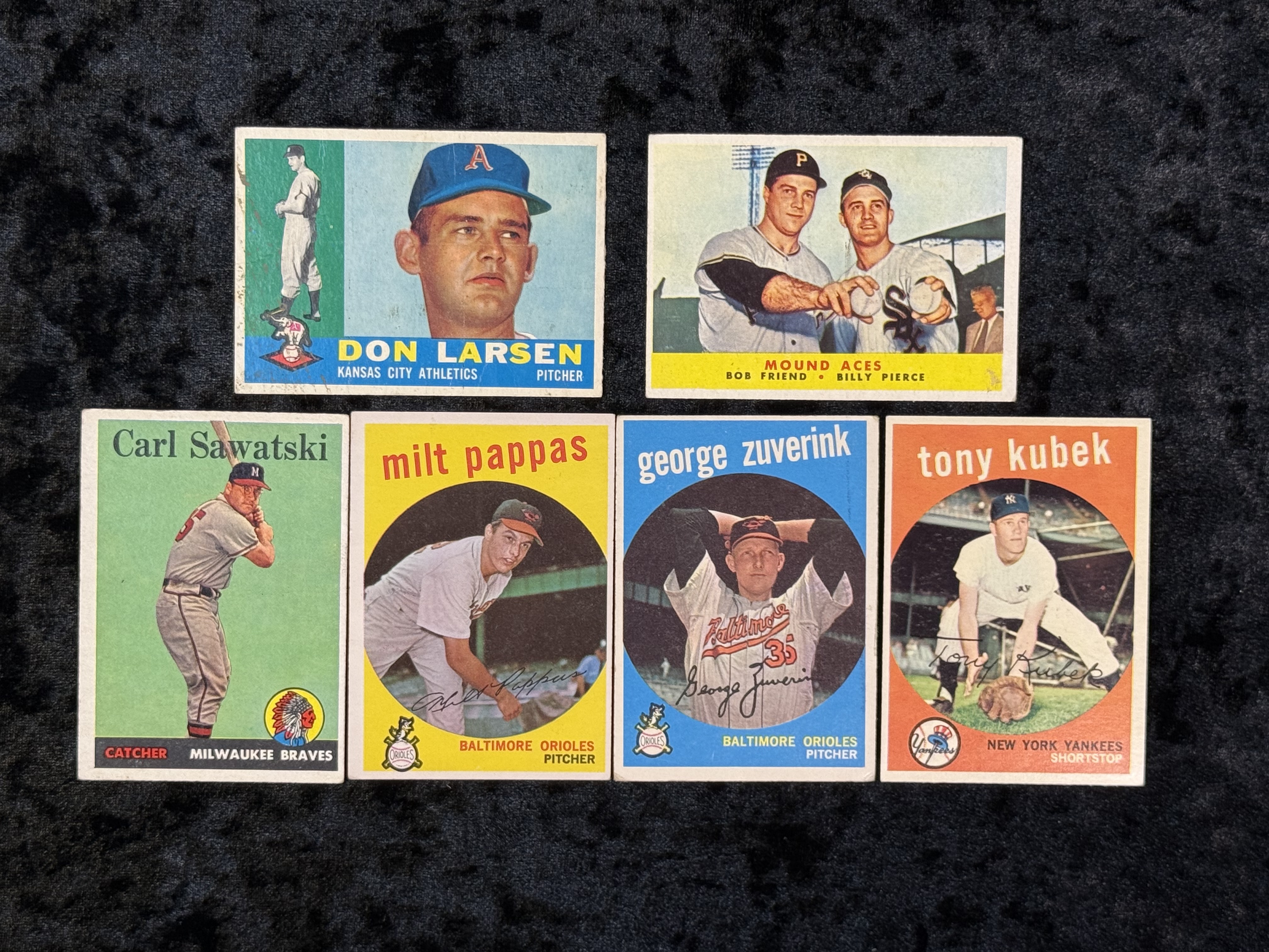 1958-1960 Topps Baseball Cards, 6-Card Lot