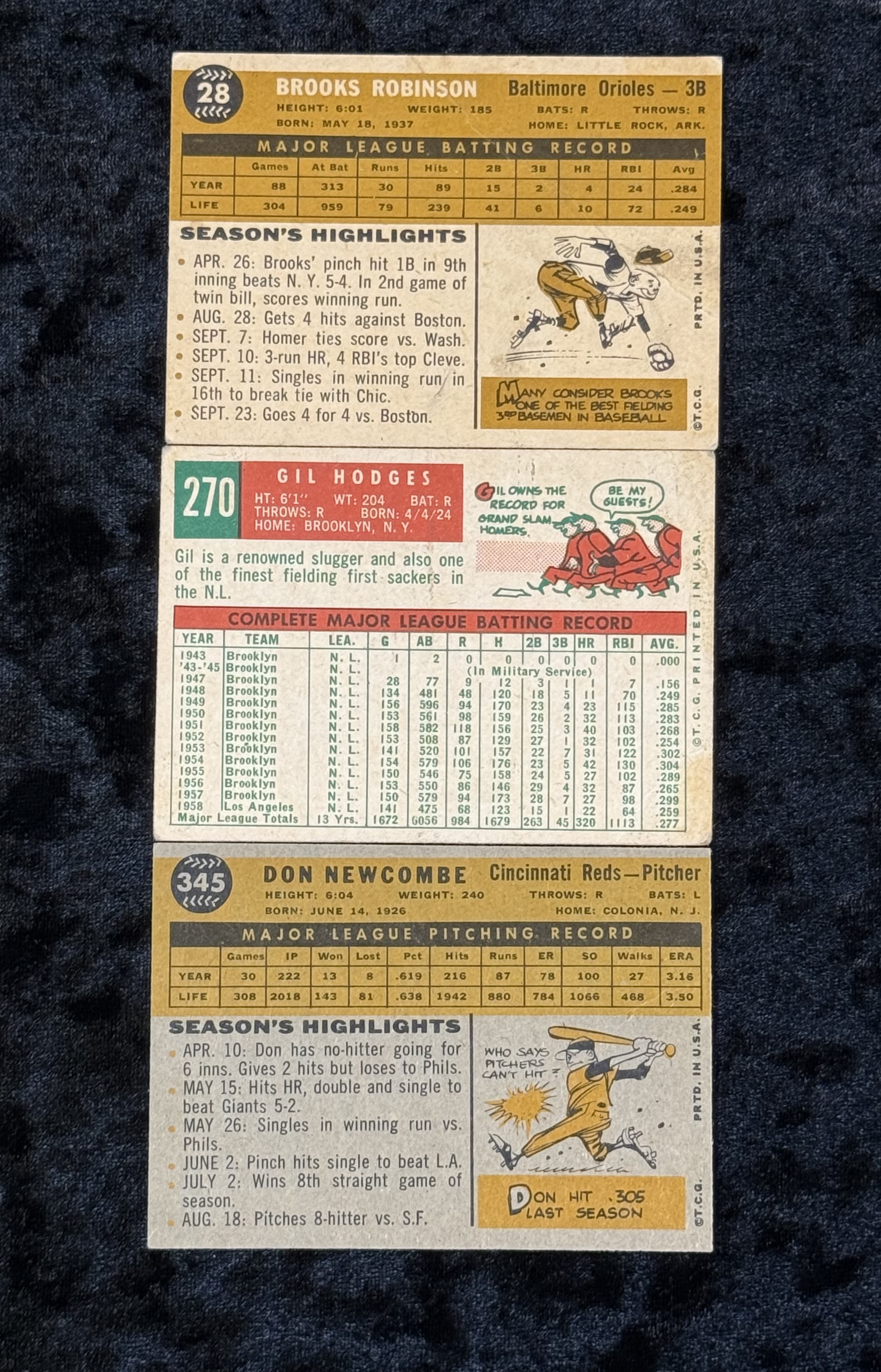 1959-1960 Topps Baseball Cards Hodges, Robinson