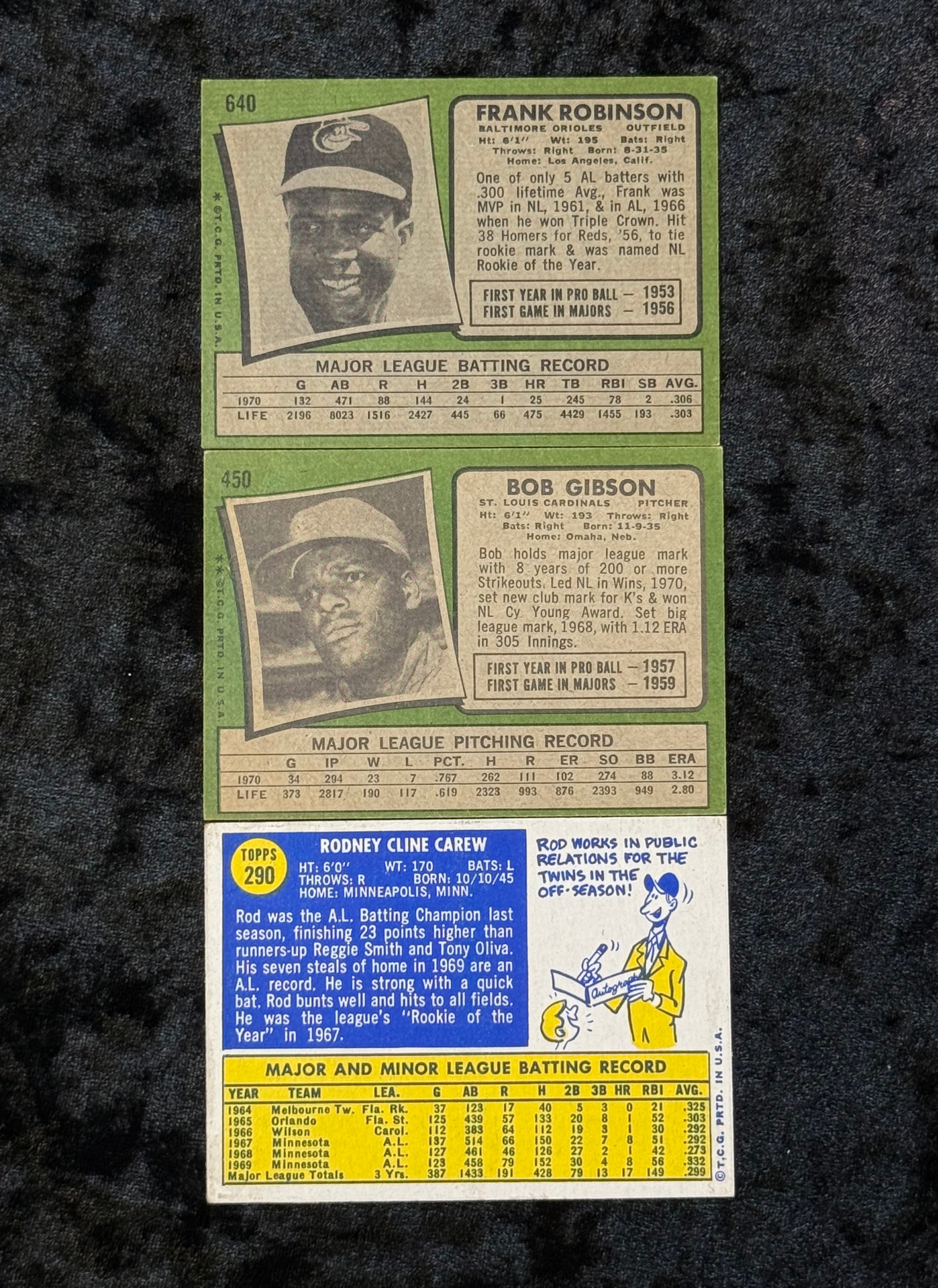 Vintage Baseball Cards Lot: Carew, Gibson