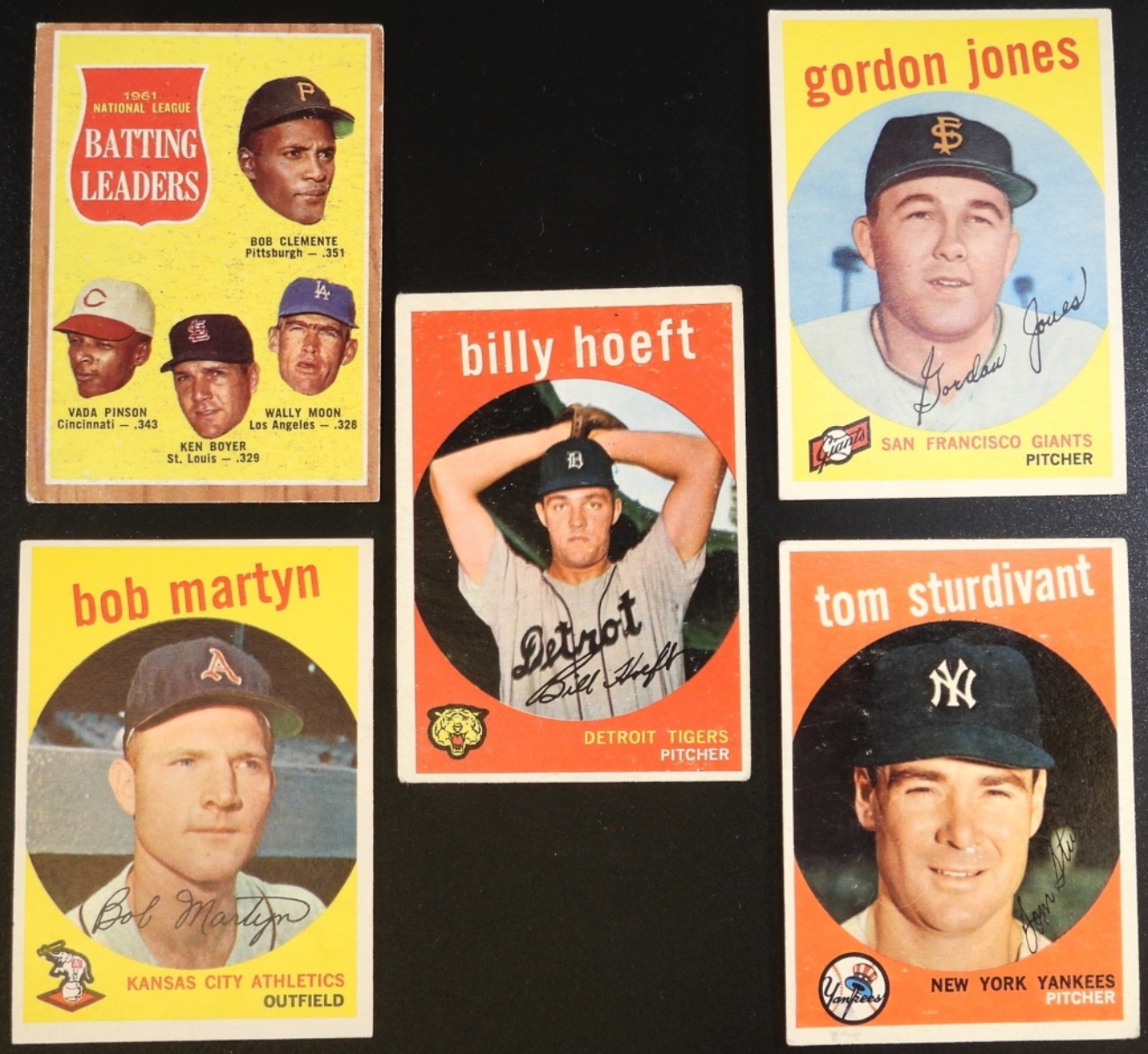 Lot 5 Topps Baseball Cards 1959-1962