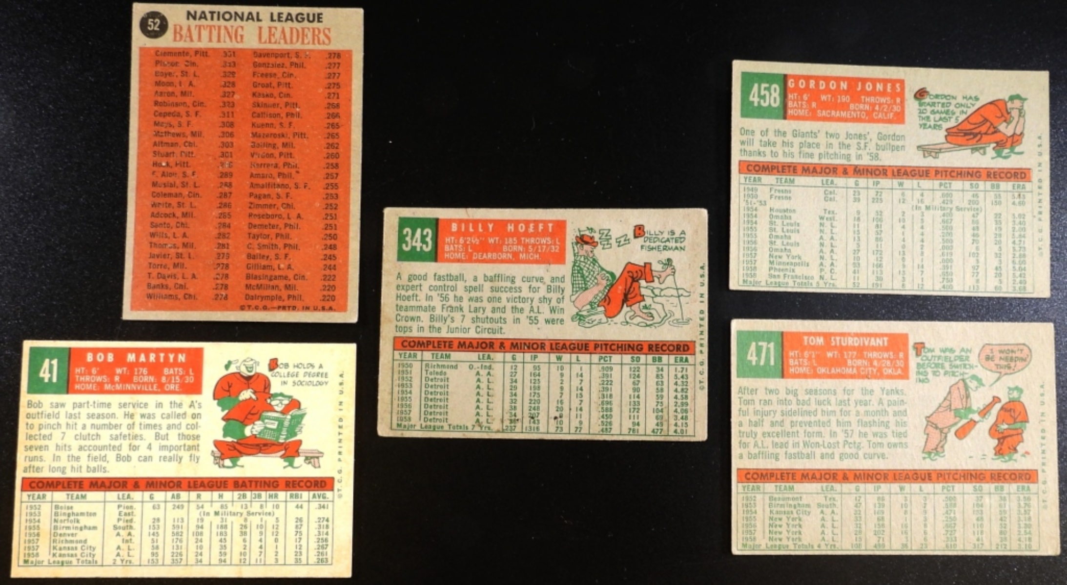Lot 5 Topps Baseball Cards 1959-1962