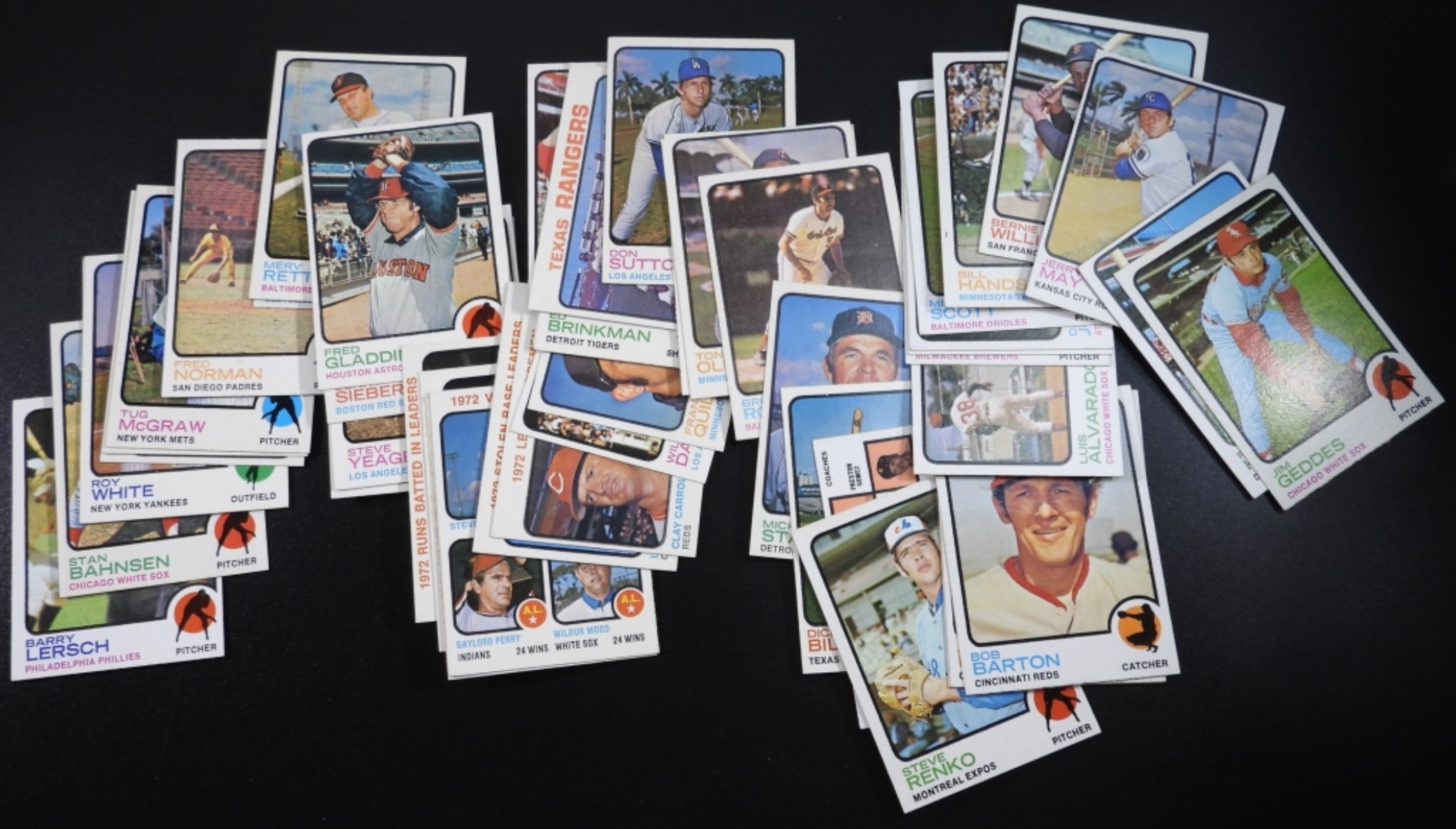 1973 Topps Baseball Cards Lot of 50