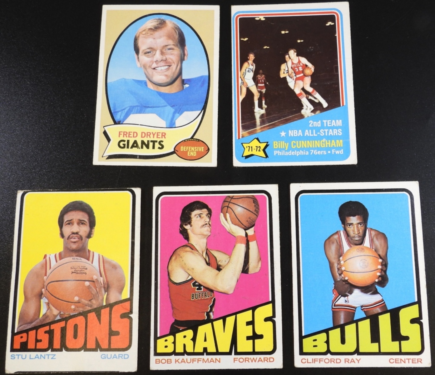 Lot of 5 Vintage Basketball & Football Cards