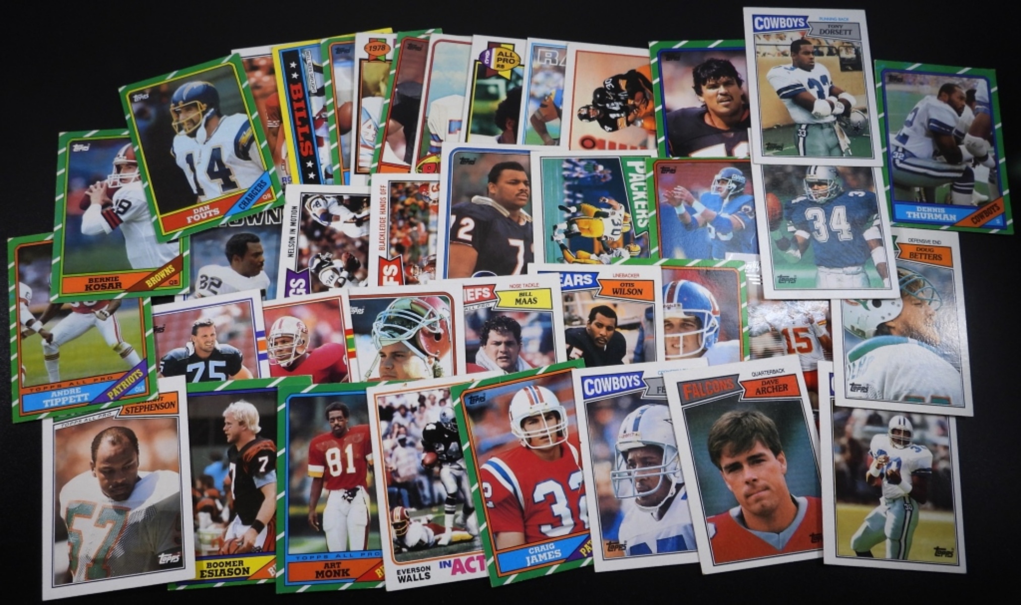 38 Vintage Football Cards, Topps