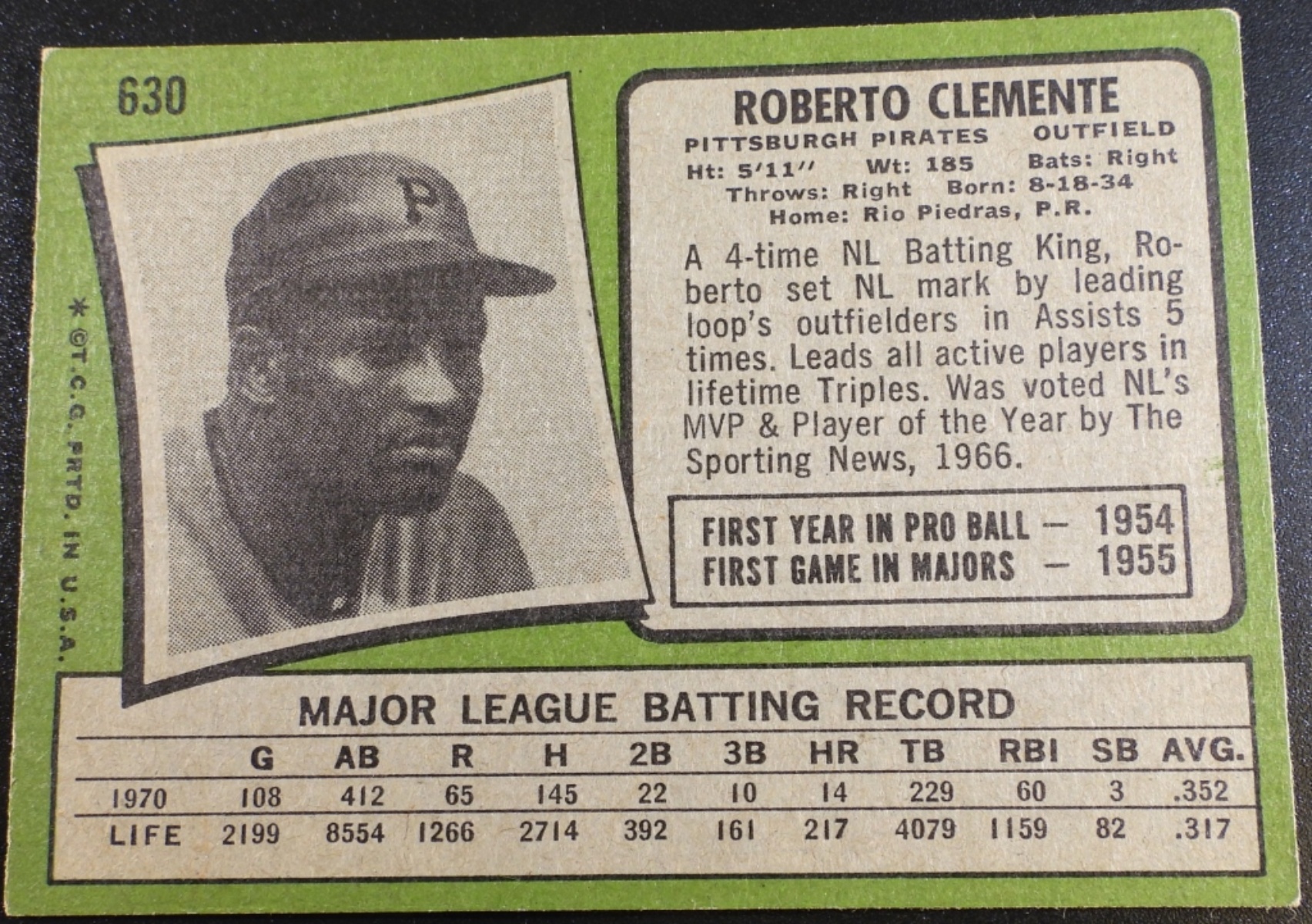 1971 Topps Roberto Clemente #630