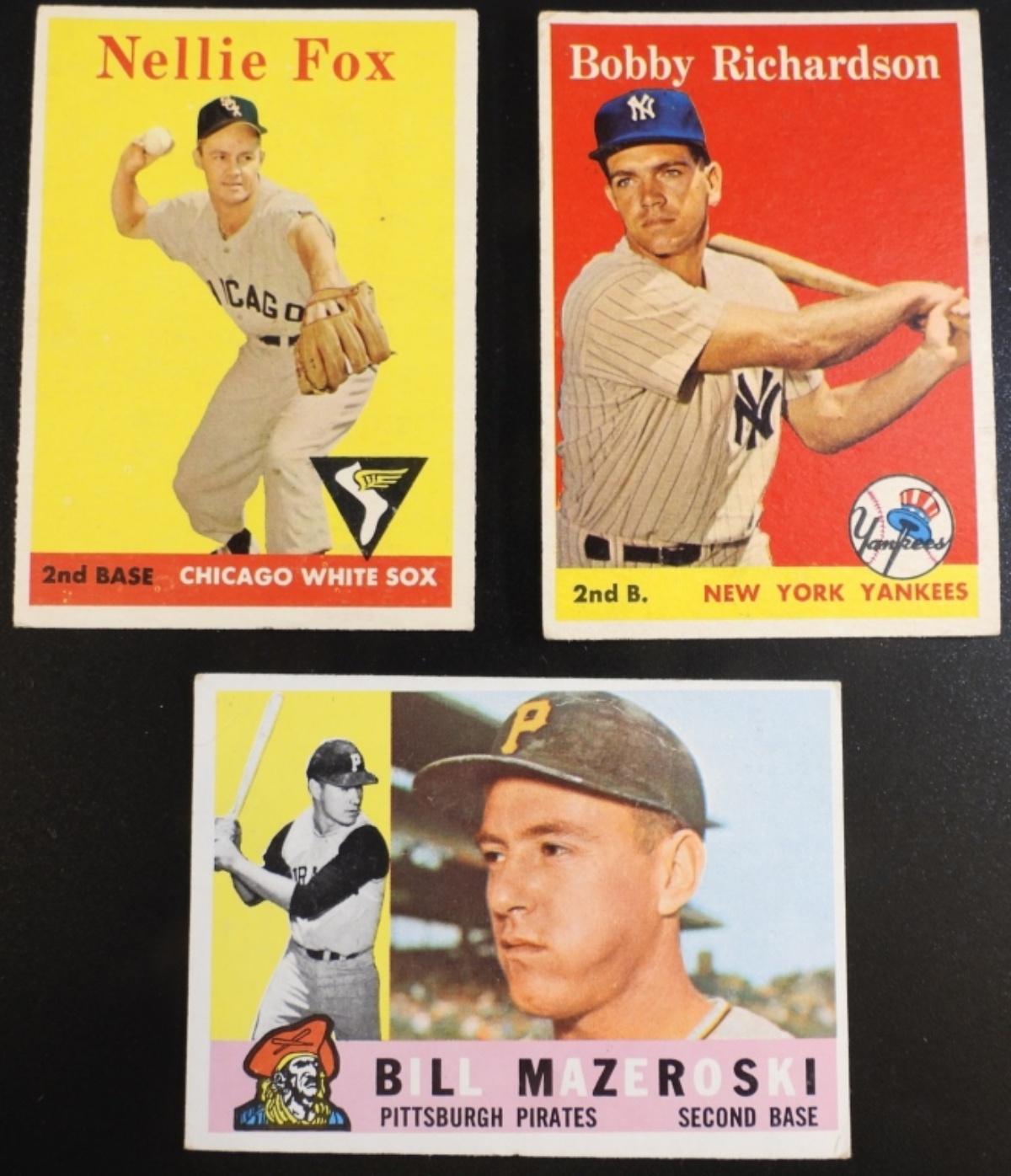 3 Topps Baseball Cards 1958-1960 Fox Richardson