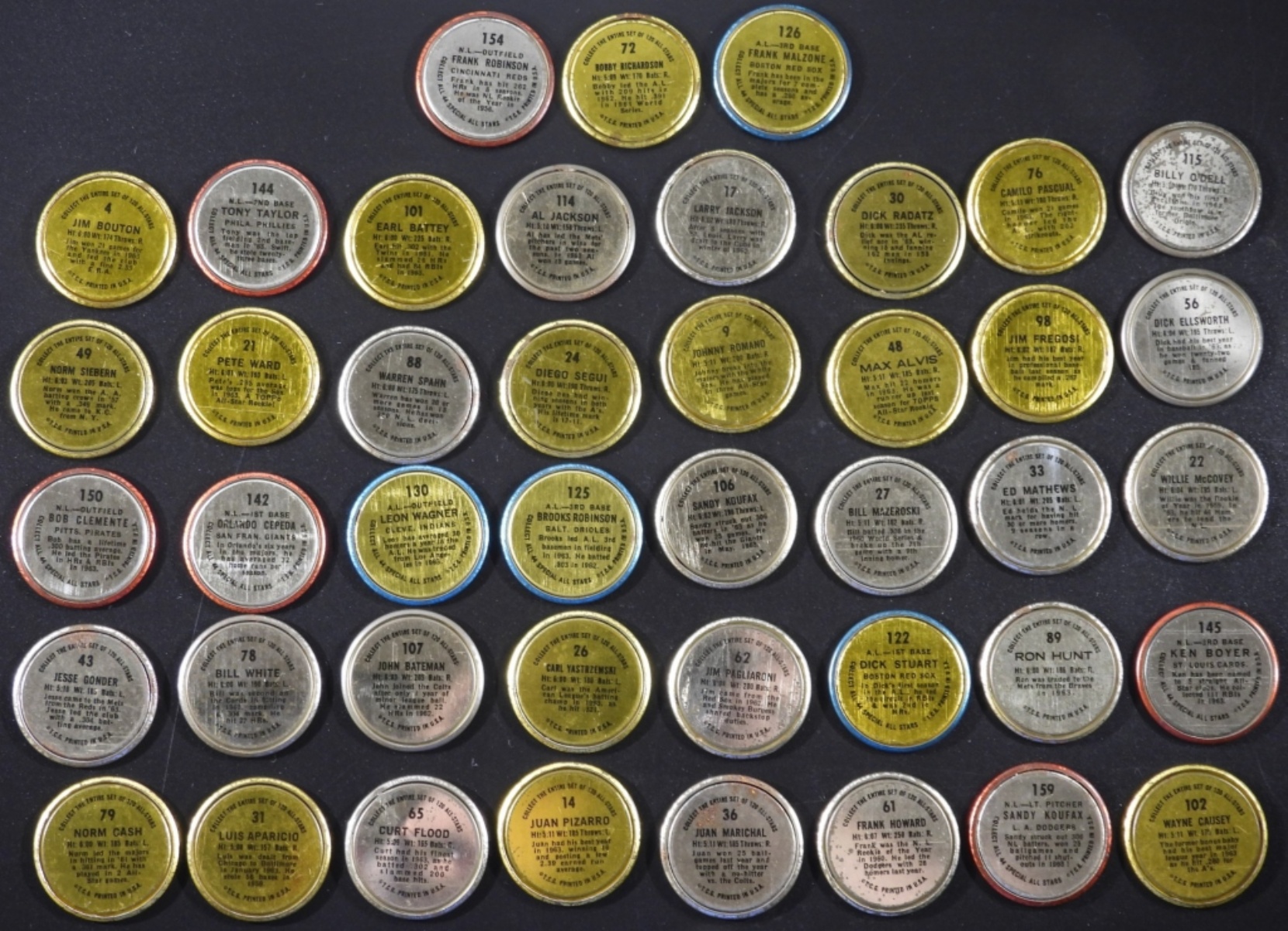 1964 Topps Baseball Coins, Set of 43