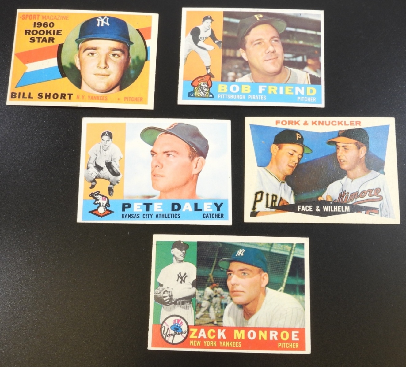 1960s Baseball Card Lot of 5 Vintage Cards