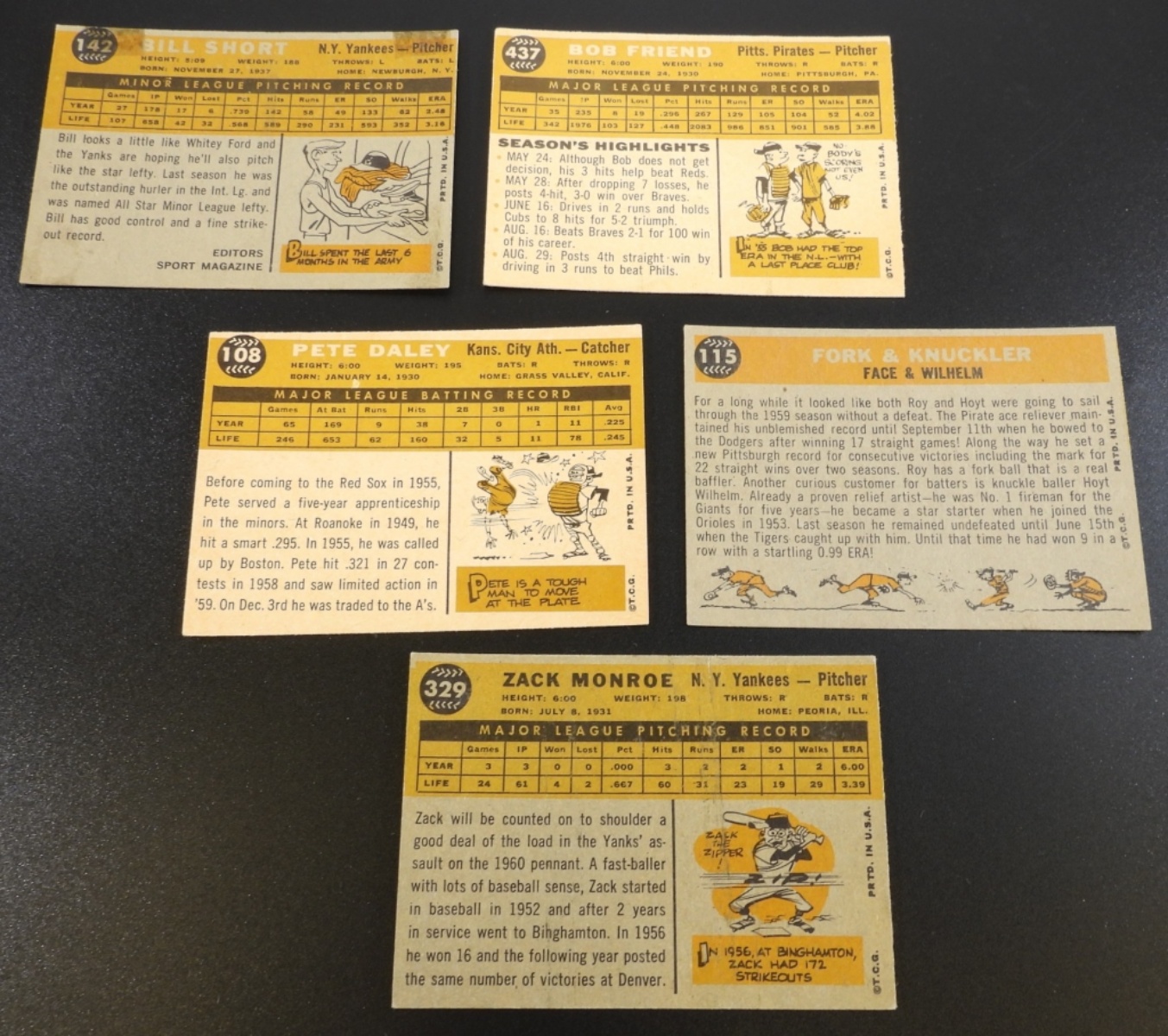 1960s Baseball Card Lot of 5 Vintage Cards