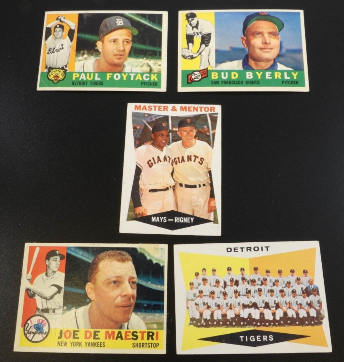 1960s Baseball Cards Lot - 5 Vintage Topps Cards