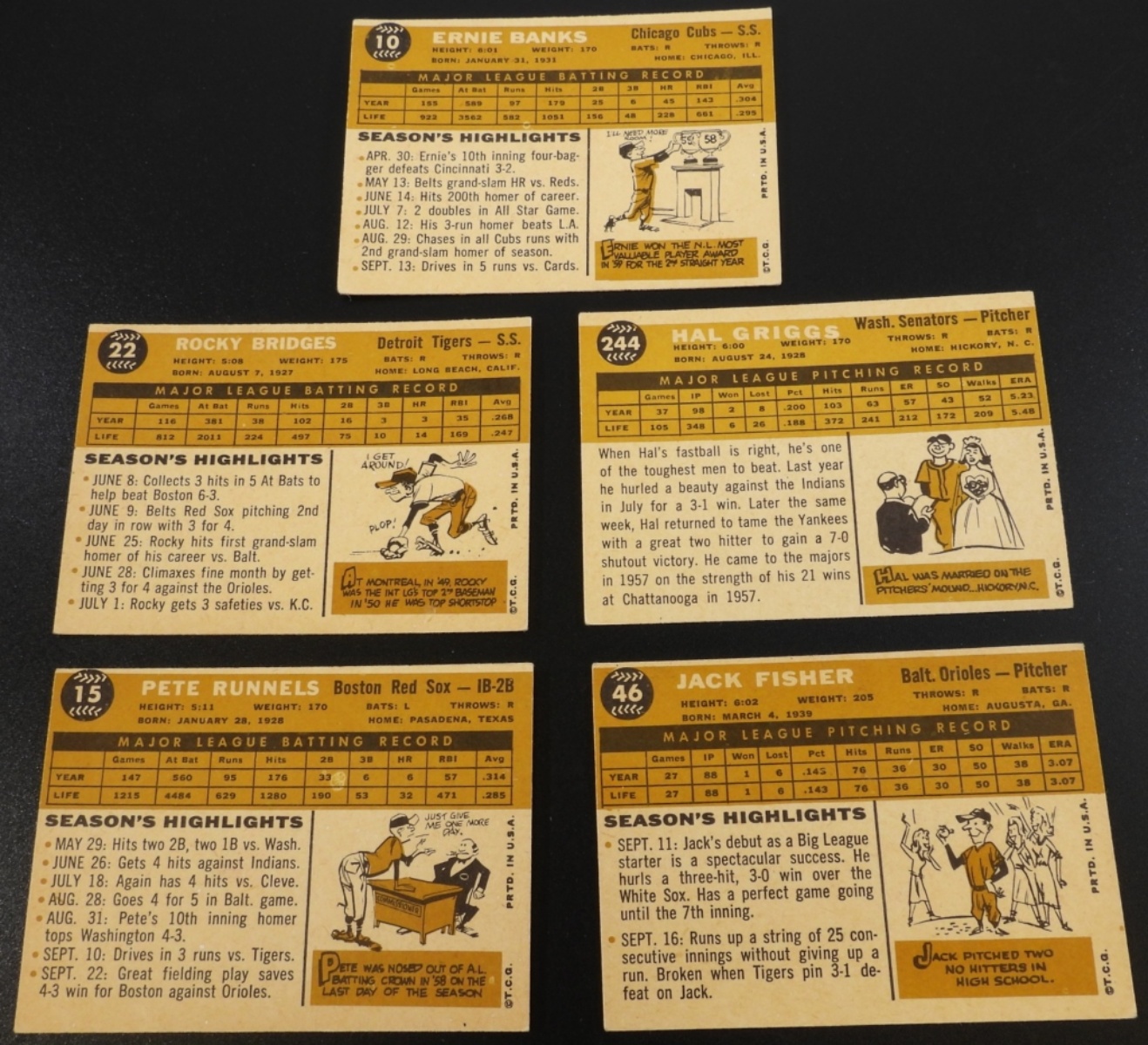 1960s Baseball Card Lot - 5 Vintage Cards