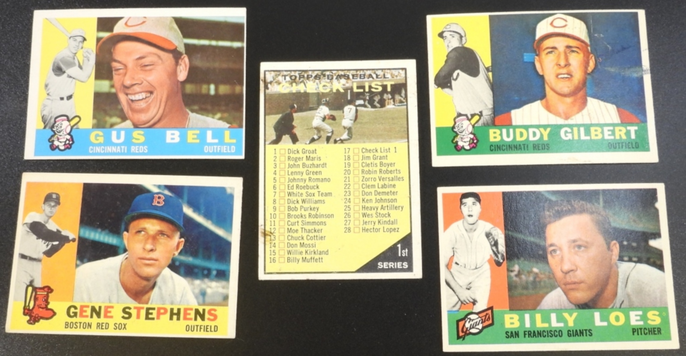 1960s Baseball Cards Lot of 5, Mixed Teams