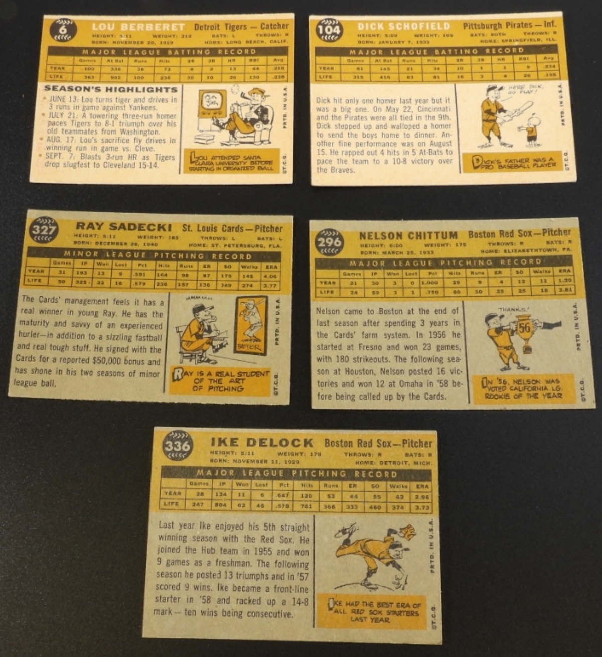 1960s Topps Baseball Cards Lot 5 Cards