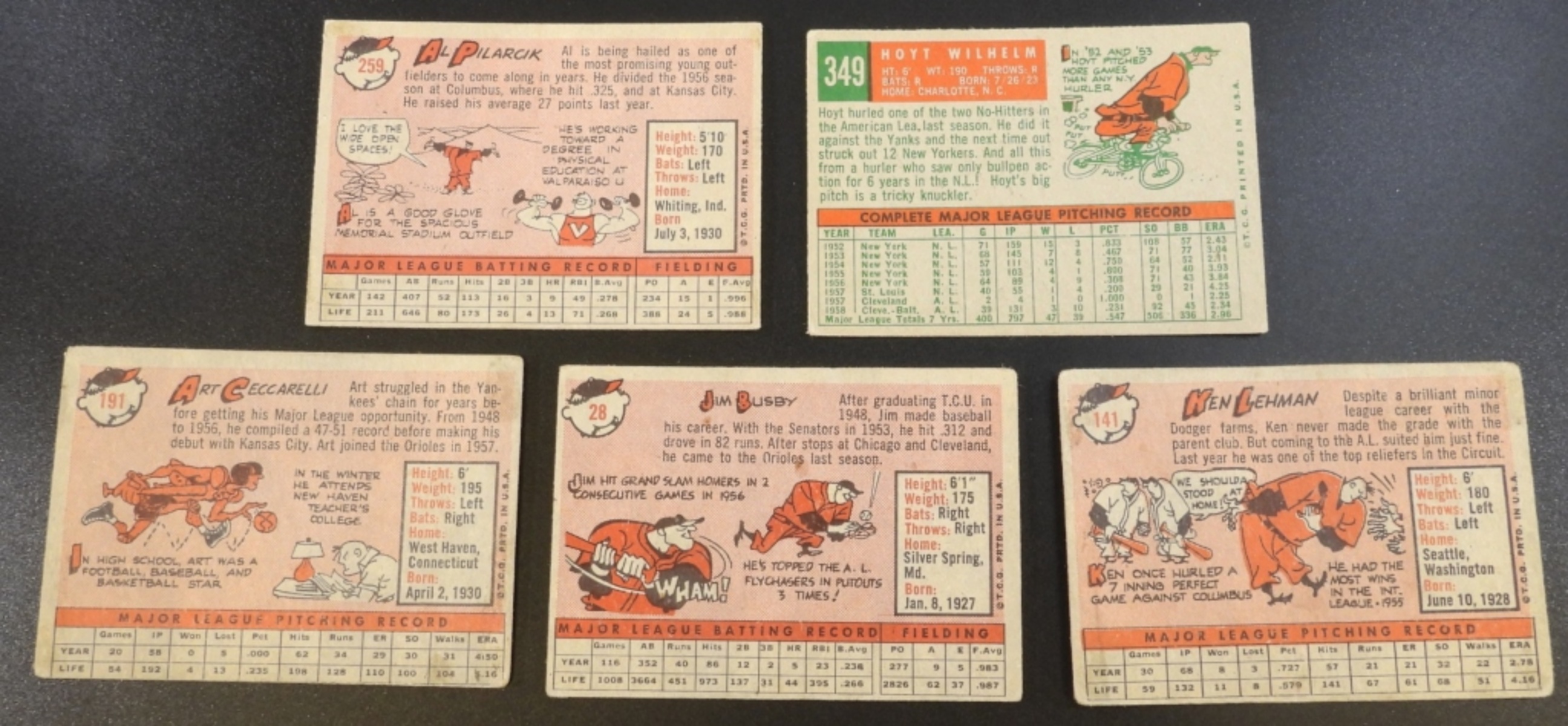 1950s Baltimore Orioles Baseball Cards Lot of 5