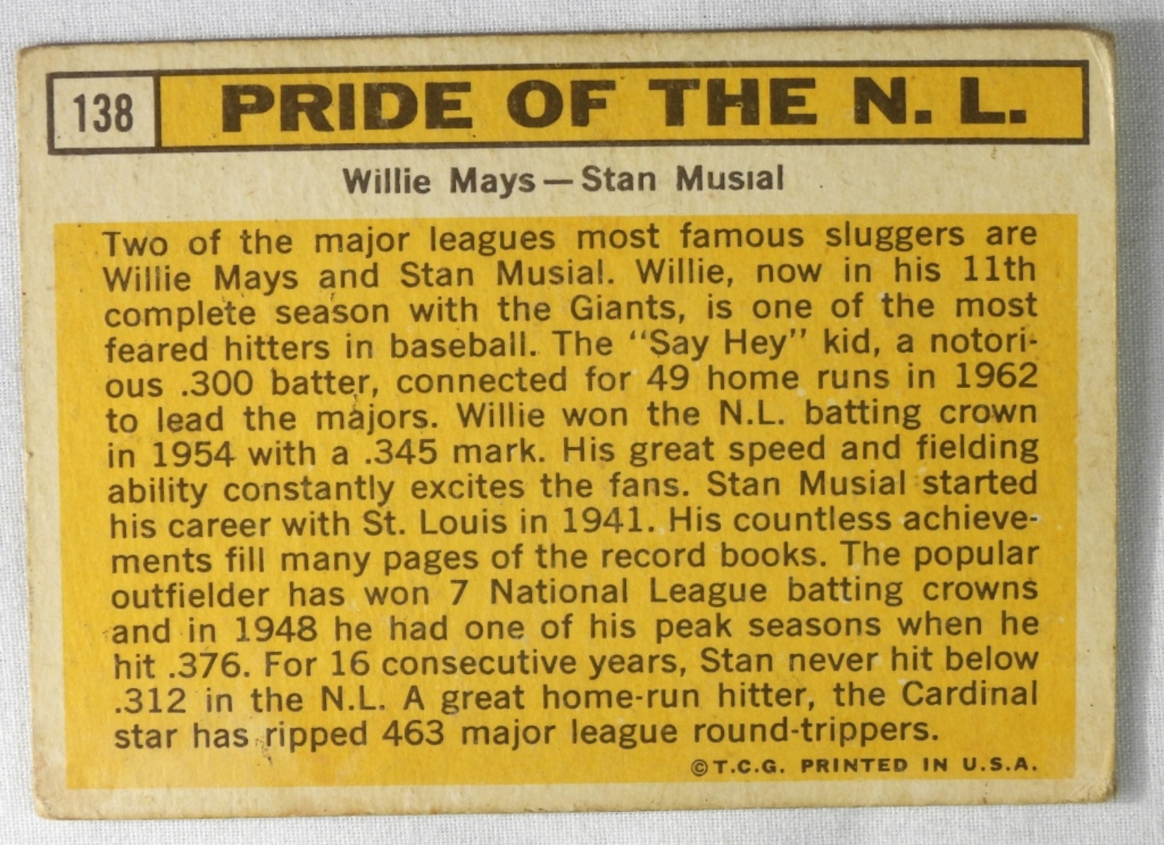 Pride Of N.L. Willie Mays & Stan Musial