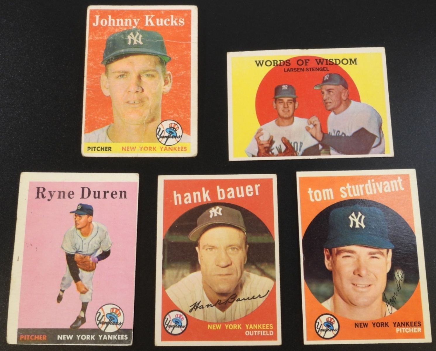 1950s Yankees Trading Cards Lot, 5 Cards