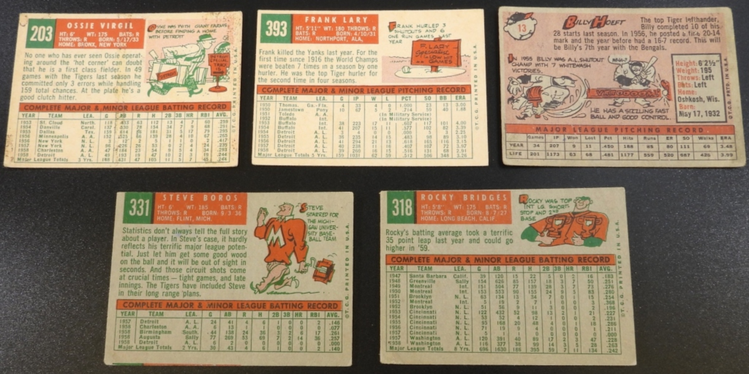 1950s Detroit Tigers Card Lot - Virgil, Lary