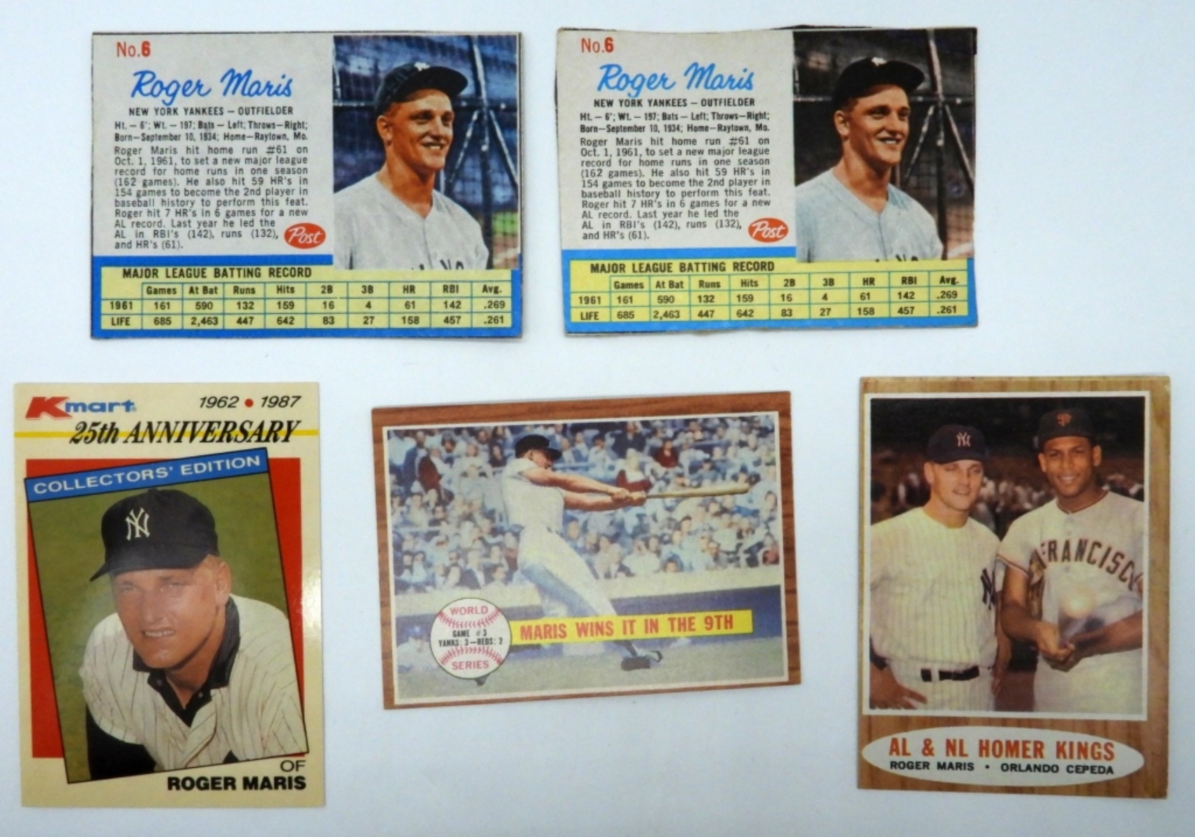 Roger Maris Vintage Trading Card Lot
