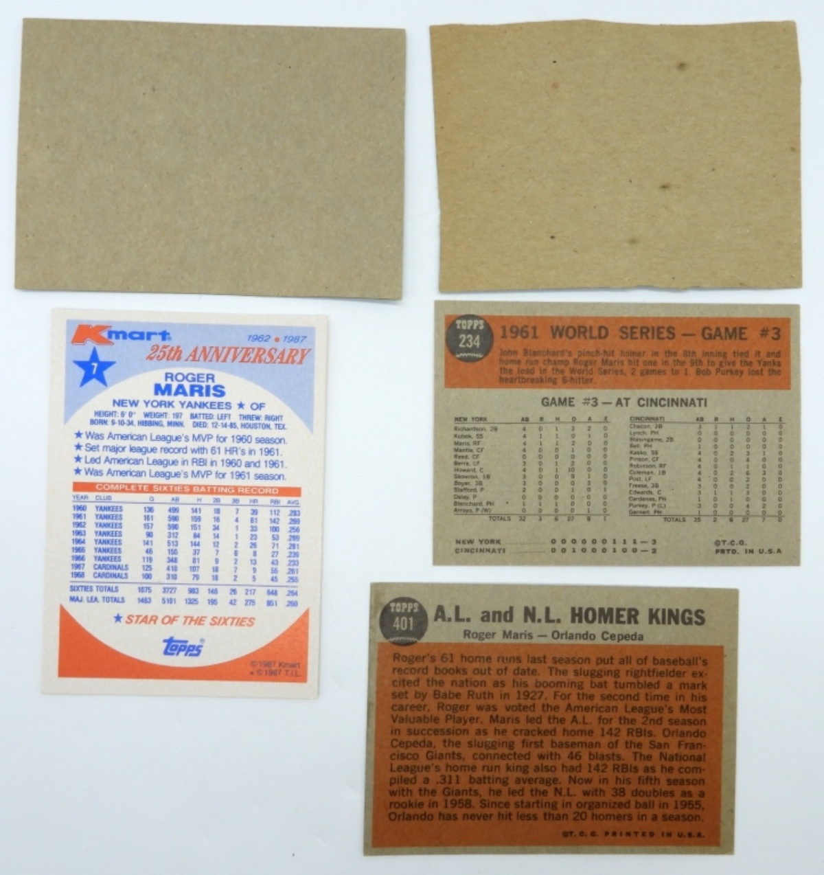 Roger Maris Vintage Trading Card Lot
