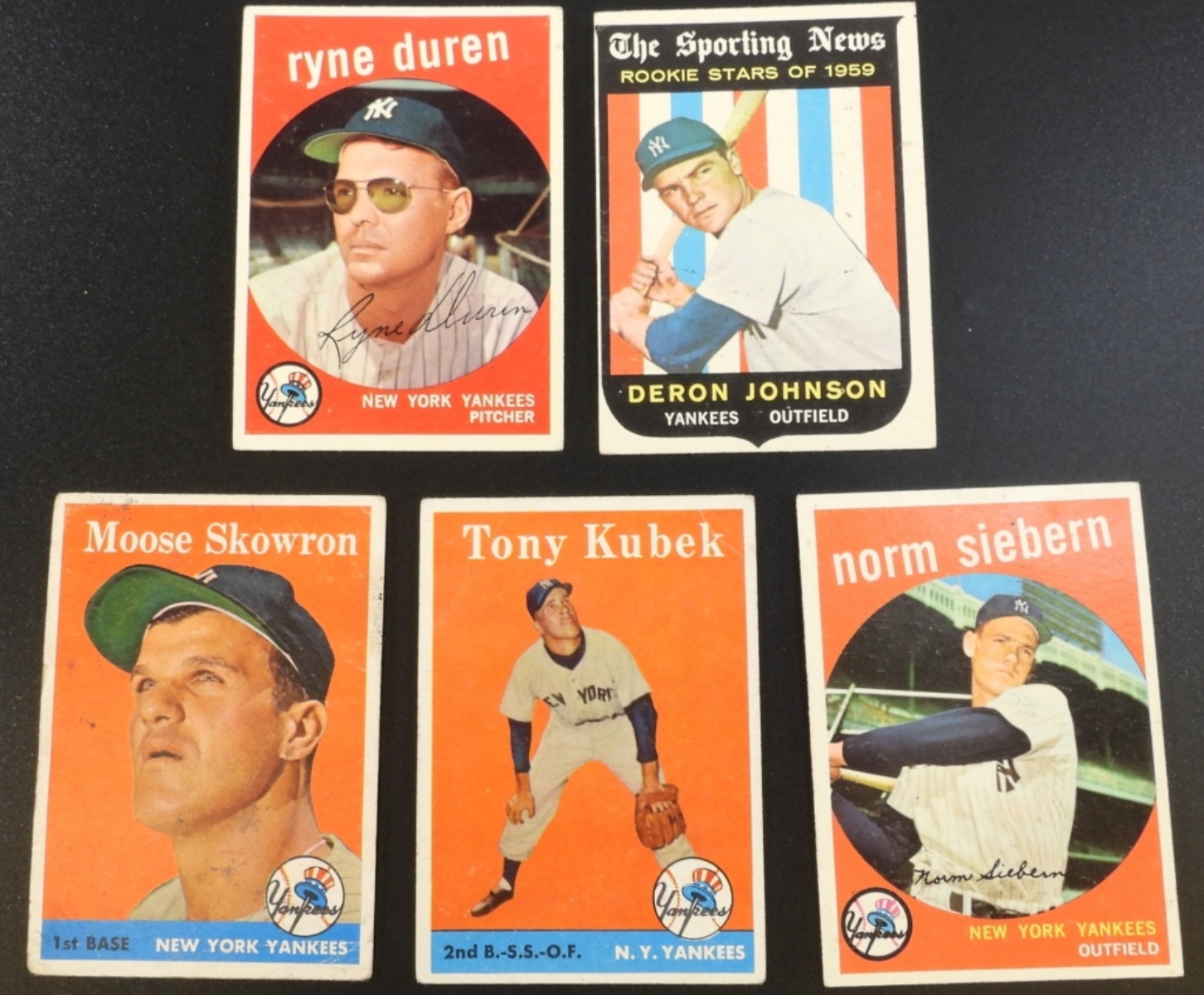 1950s Yankees Trading Cards Lot of 5