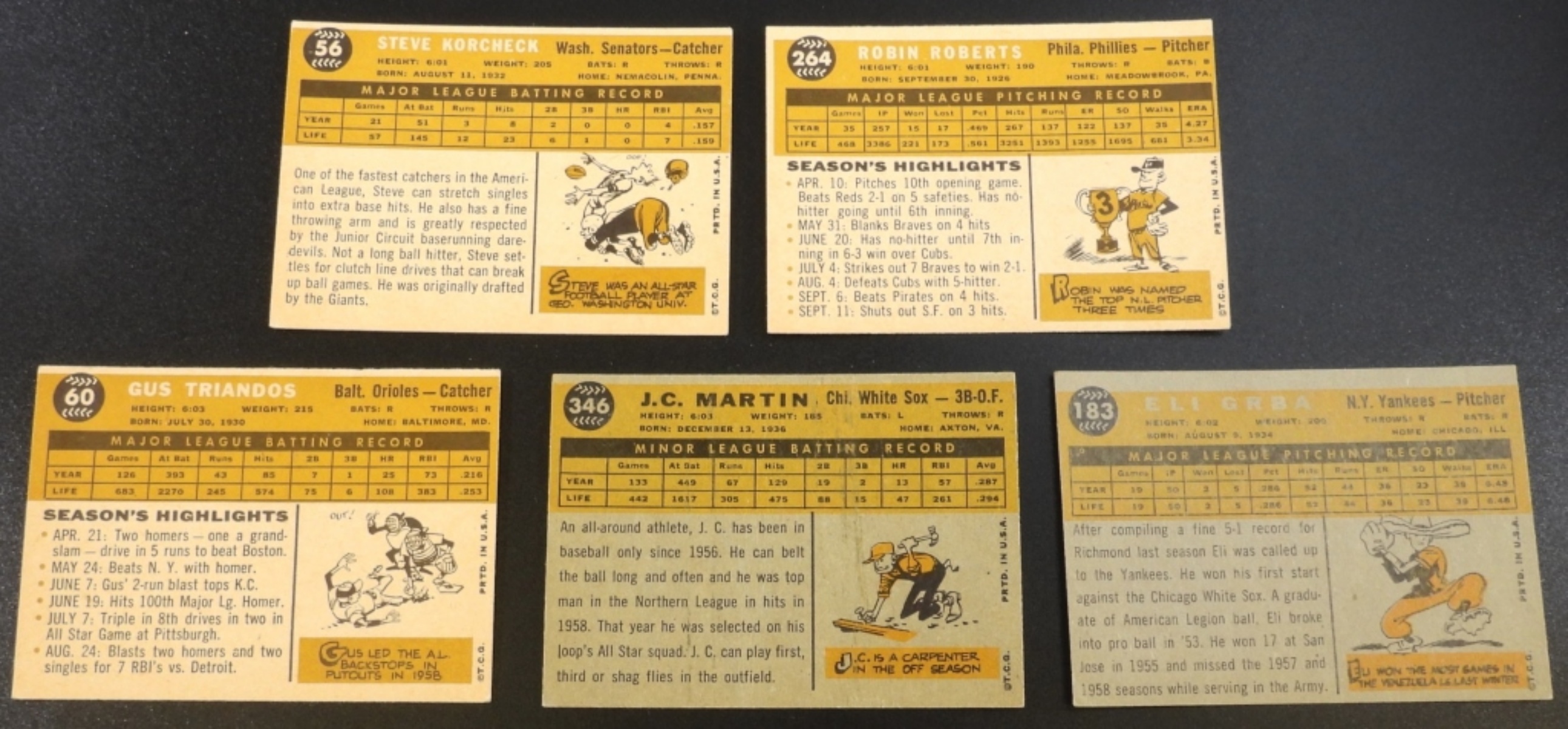 Lot of 5 Topps Baseball Cards 1960s