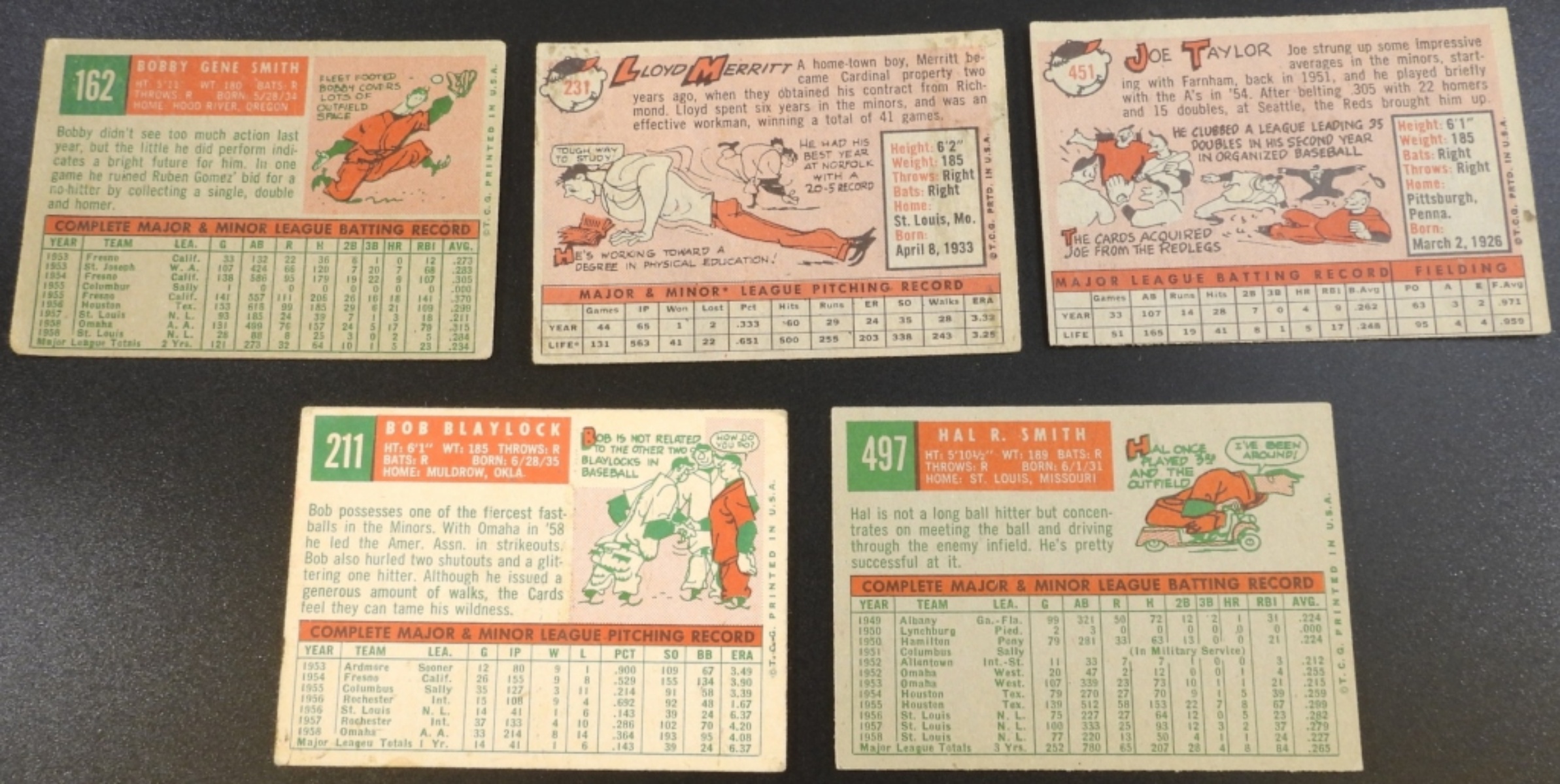1950s St. Louis Cardinals 5-Card Lot