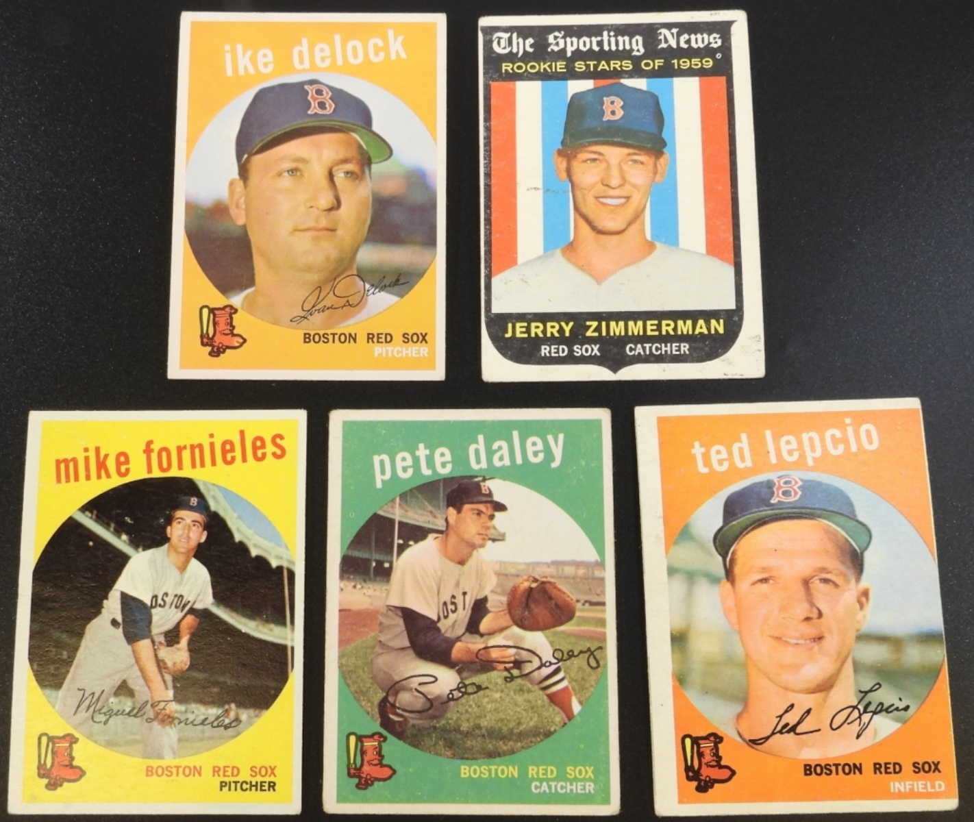 1950s Boston Red Sox Trading Cards Lot (5)