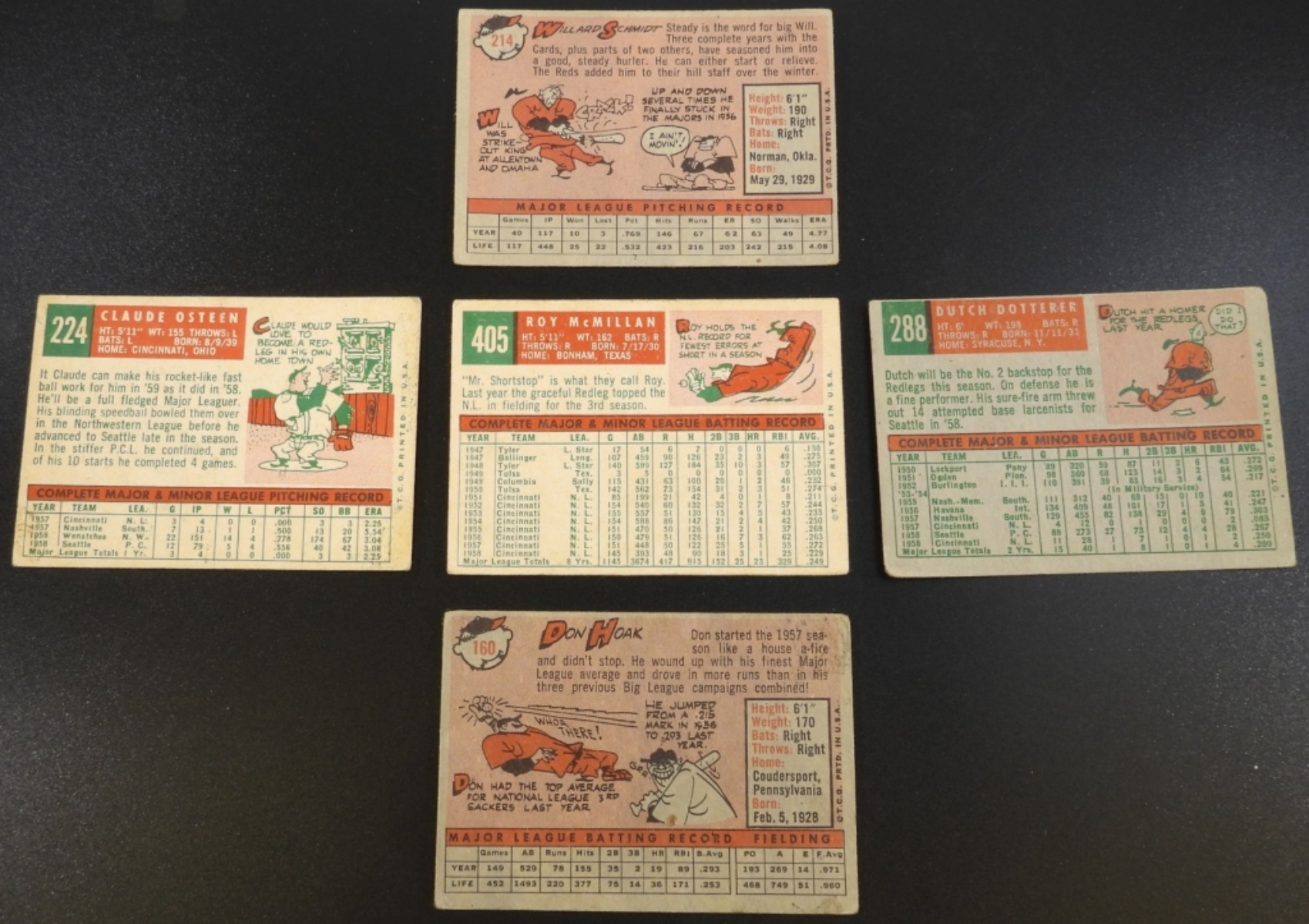 1950s Cincinnati Redlegs 5-Card Lot