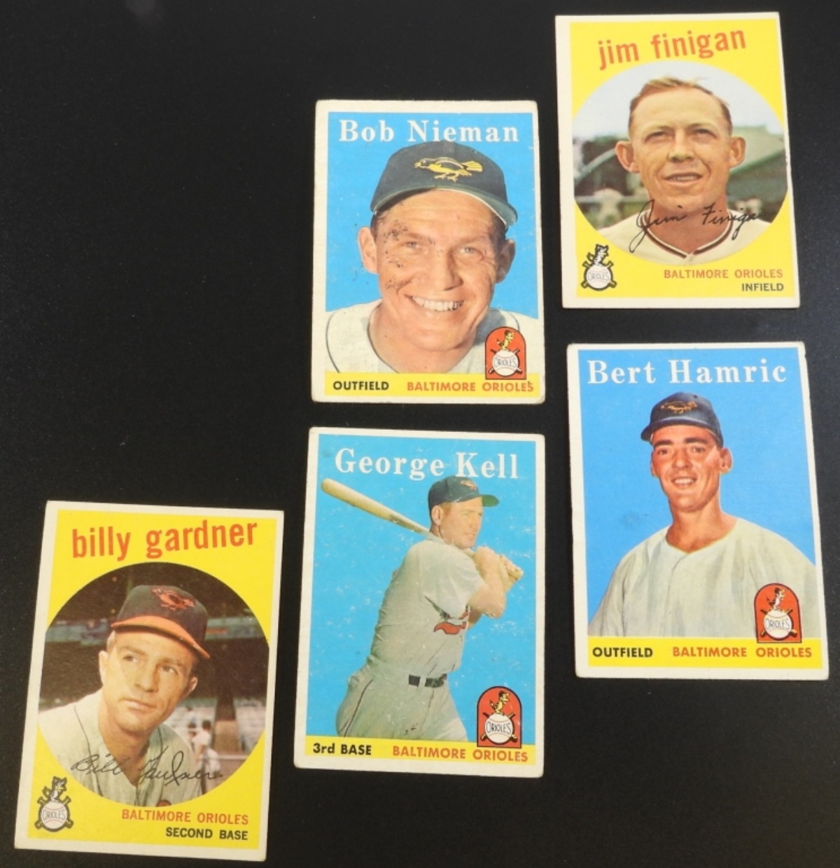 1950s Baltimore Orioles Baseball Cards, 5-Card Lot