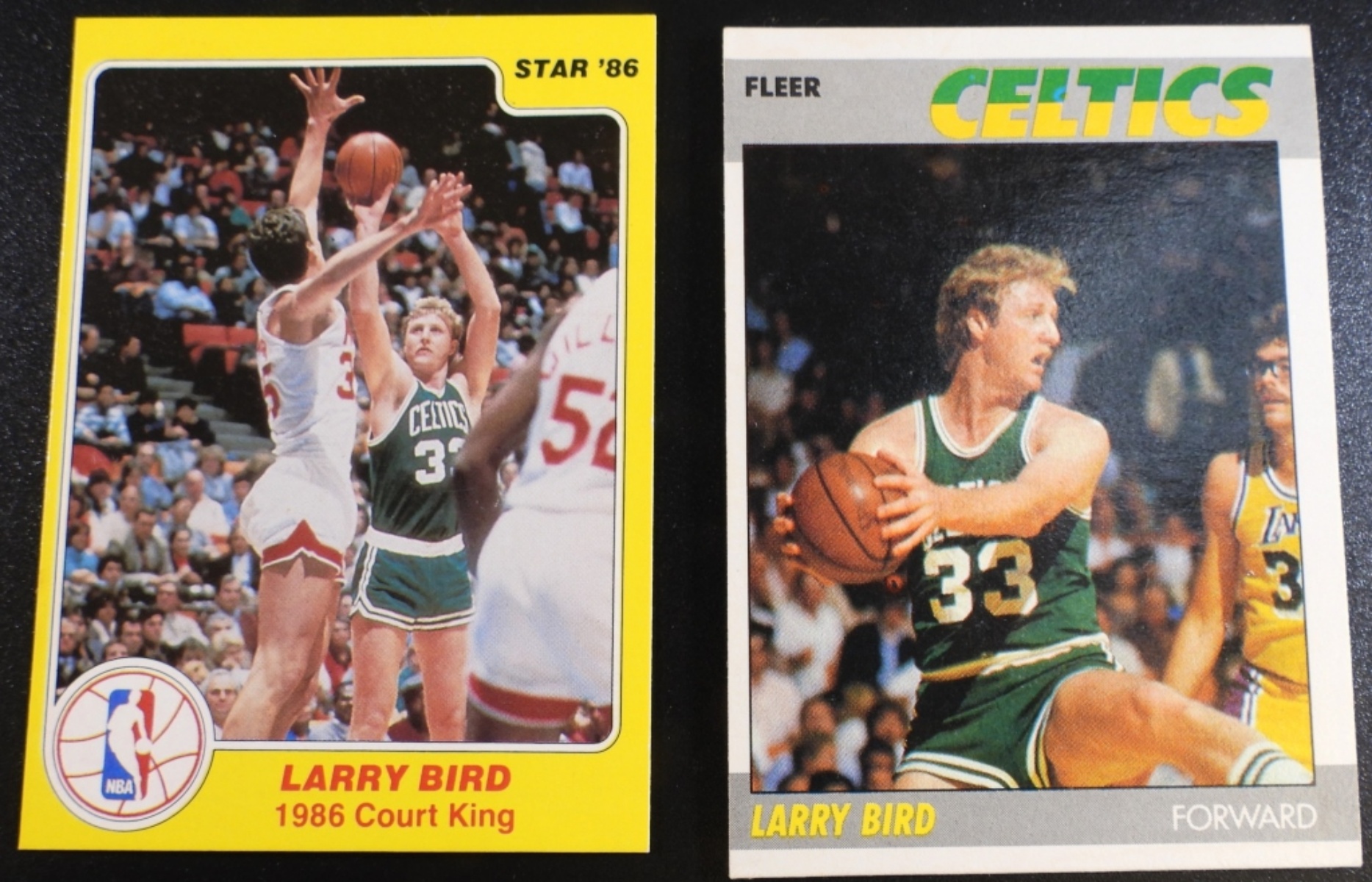 2 Larry Bird Basketball Cards 1986-1988