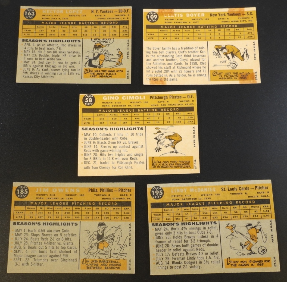 1960s Baseball Cards Lot, 5 Cards