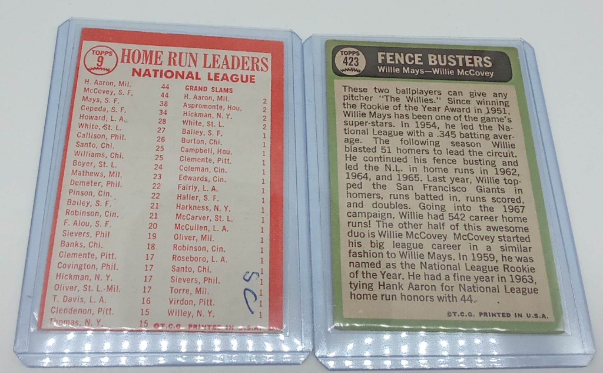 1960's Topps Baseball Cards, Home Run Leaders