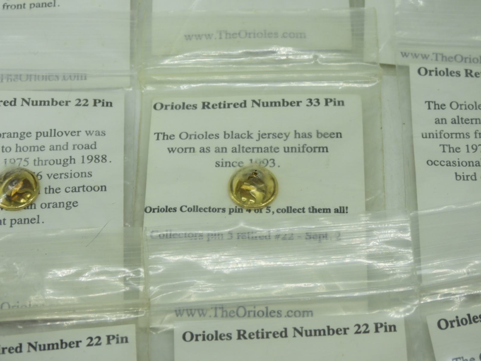 Baltimore Orioles Retired Number Pins, Set of 11