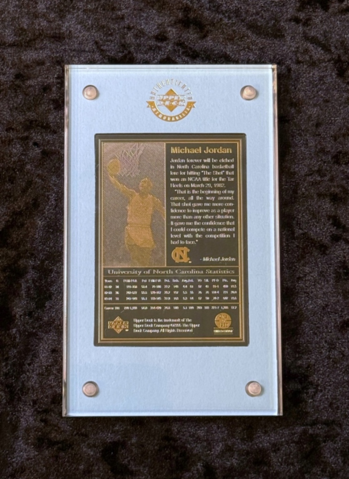 Michael Jordan Signed "The Shot" Gold Card Upper