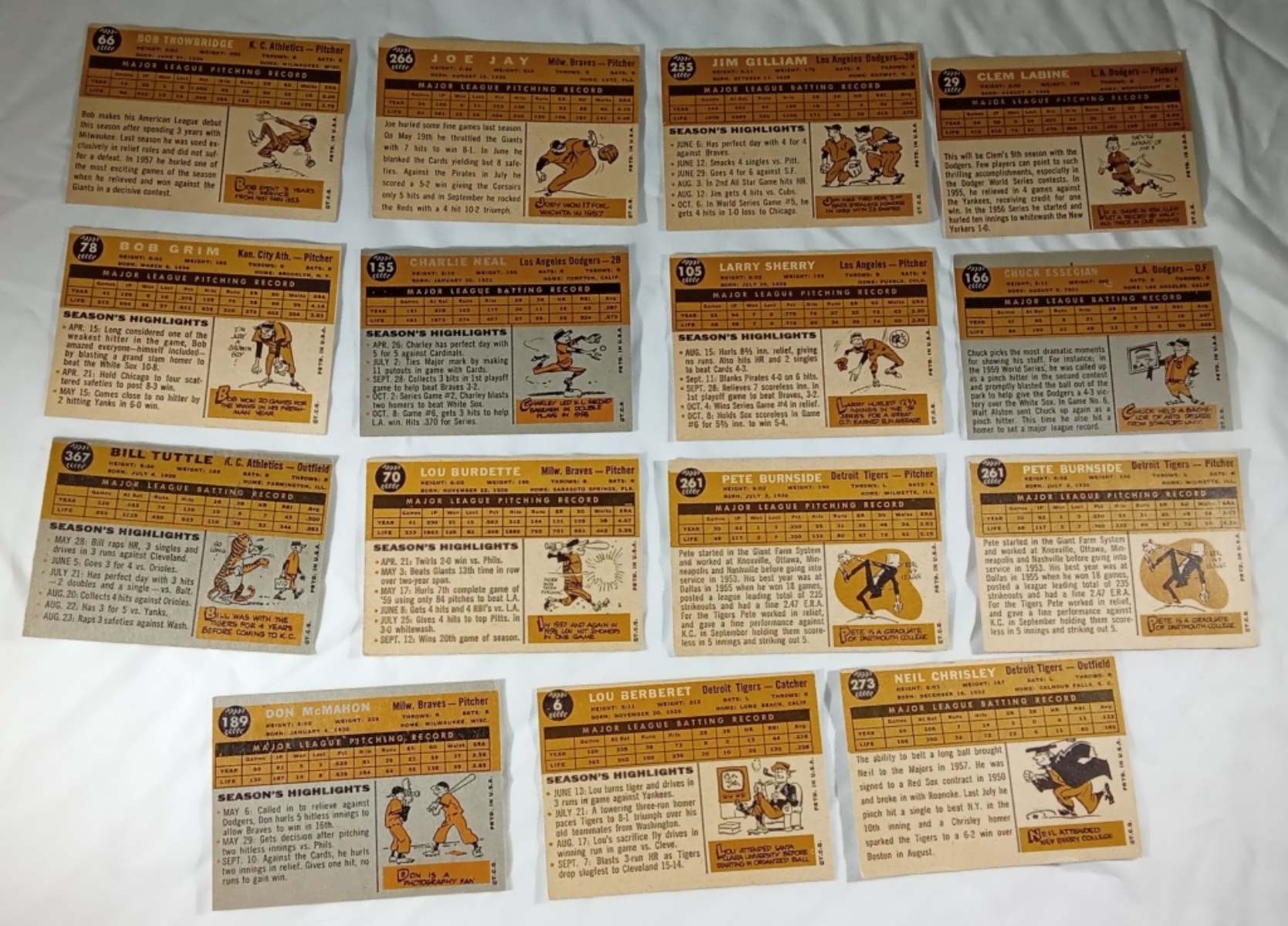 1960 Topps Baseball Card Lot of 15