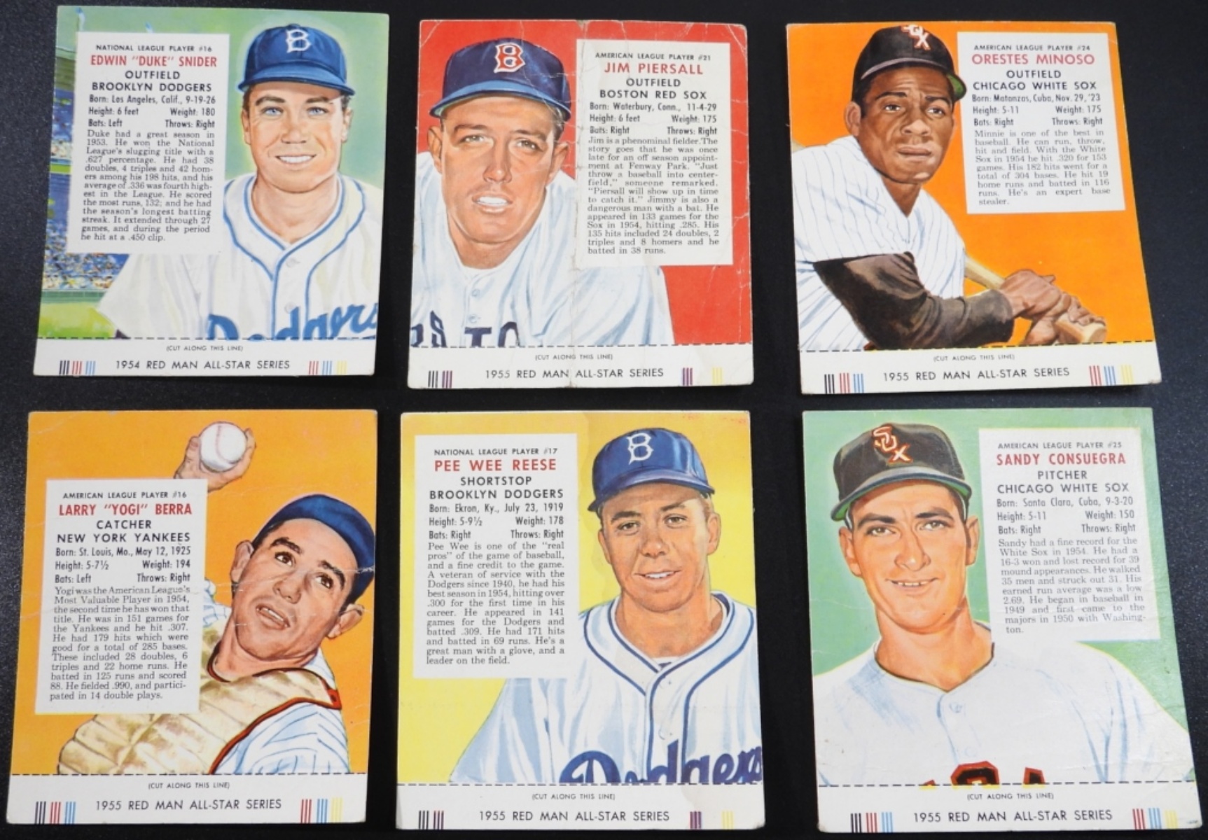 1955 Red Man All-Star Series Baseball Cards Lot