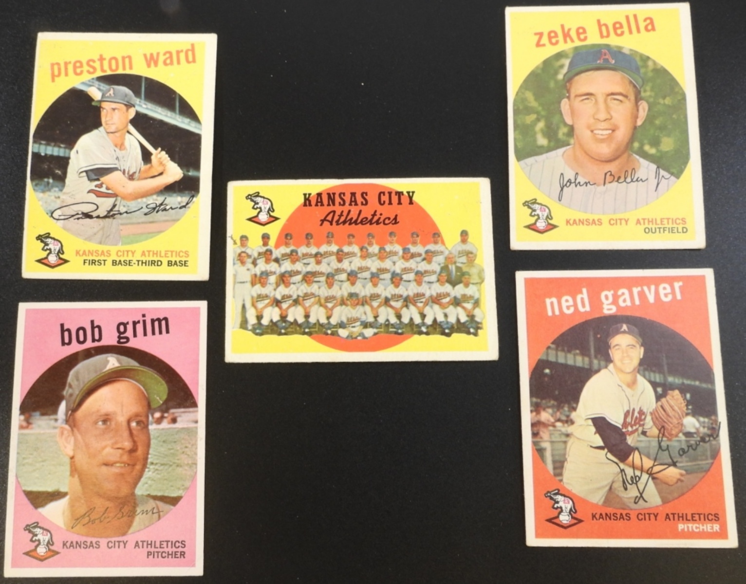 1950s Kansas City Athletics 5-Card Lot