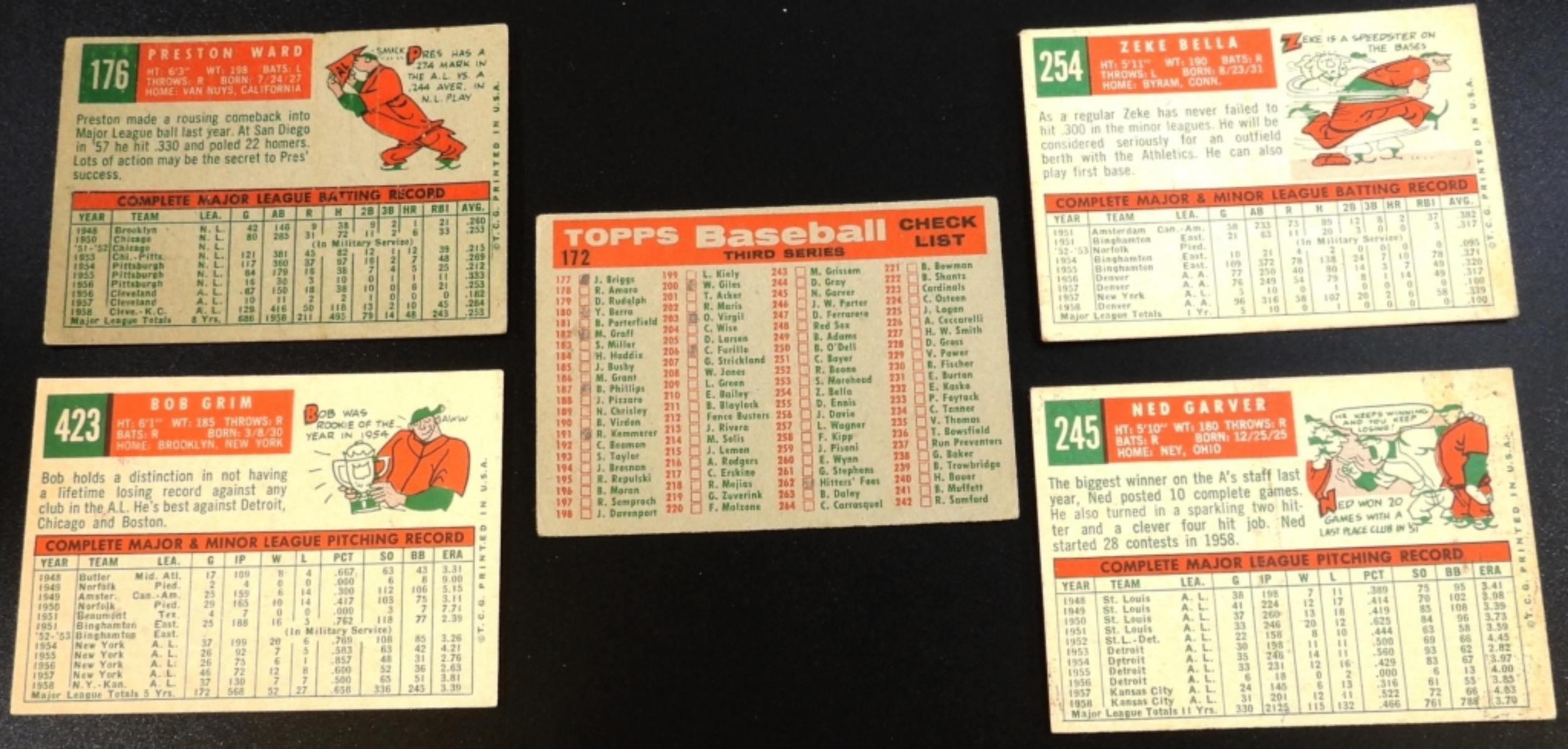 1950s Kansas City Athletics 5-Card Lot