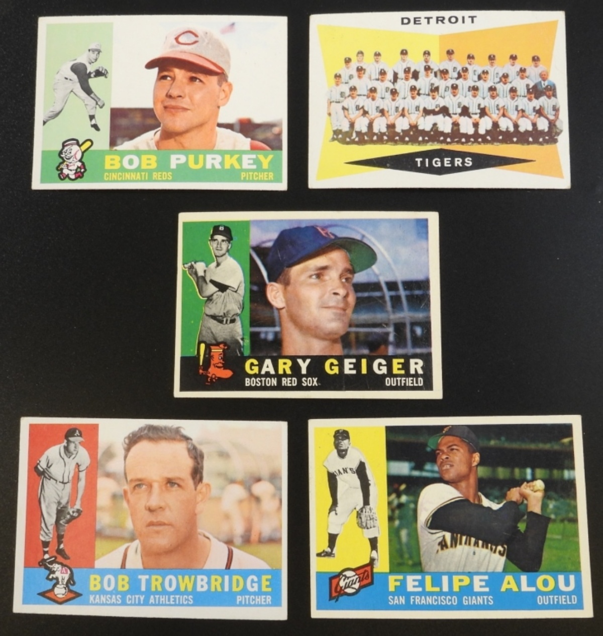 1960s Baseball Card Lot of 5, Purkey Geiger
