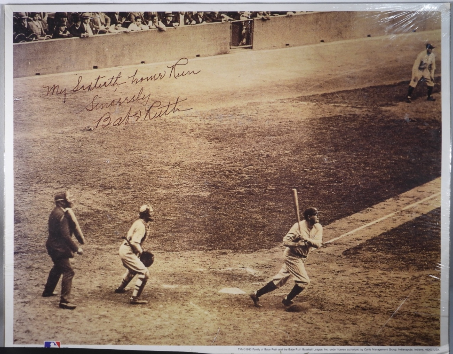 Babe Ruth 60th Home Run Facsimile Photo, 1927