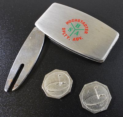 Zippo Greens Keeper Lighter & Golf Marker Set. Vintage Zippo Greens Keeper lighter in brushed 