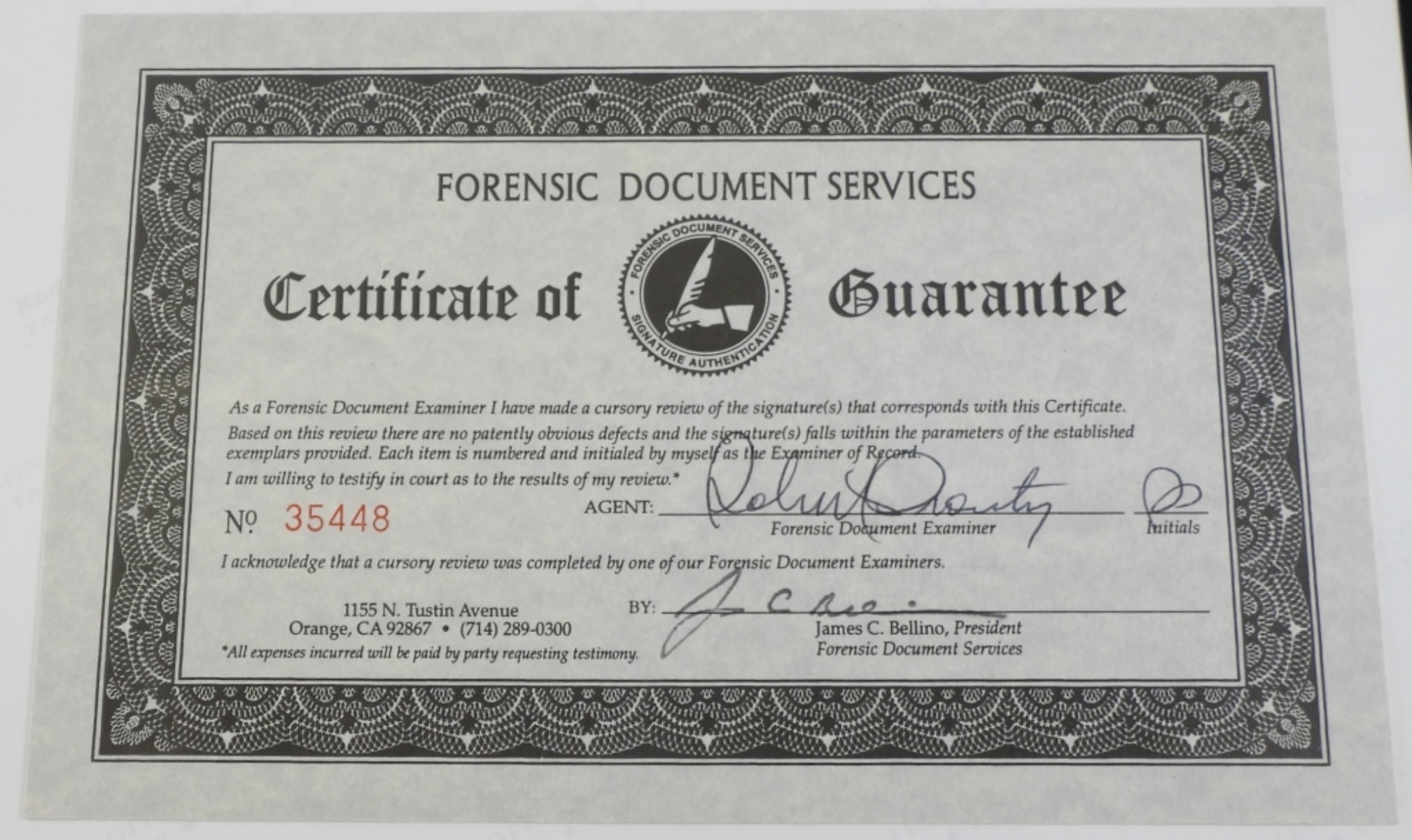 Mickey Mantle Signed Photo, FDS Certificate