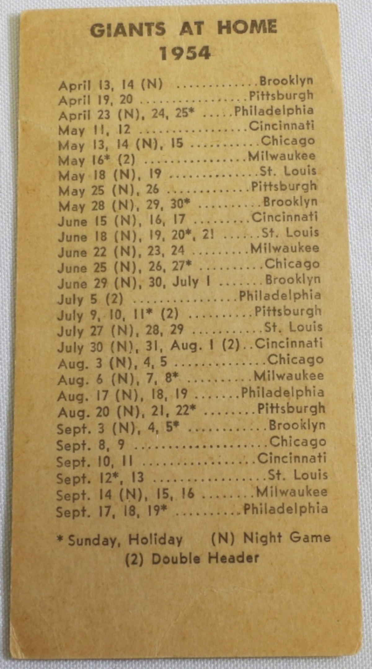 1954 Al Dark New York Giants Baseball Card
