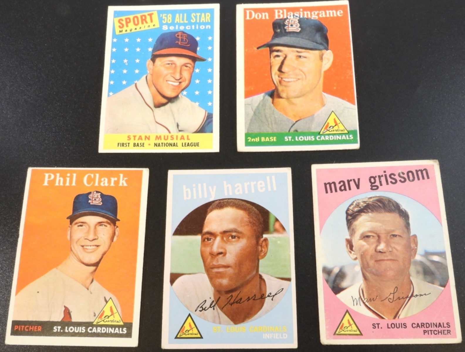 1950s St. Louis Cardinals Trading Cards Lot of 5