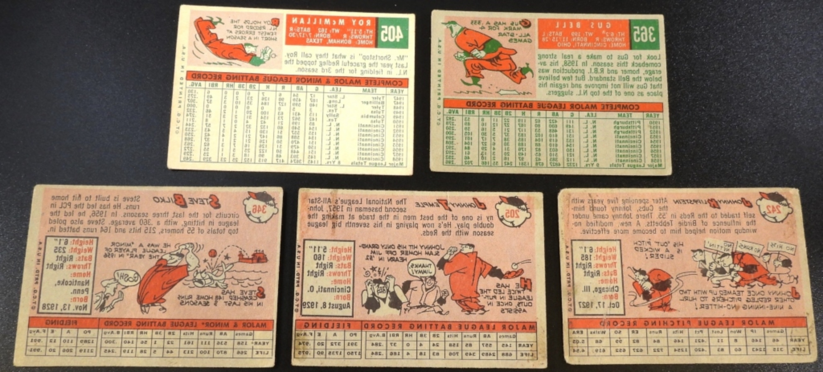 1950s Cincinnati Reds Baseball Cards, 5-Card Lot