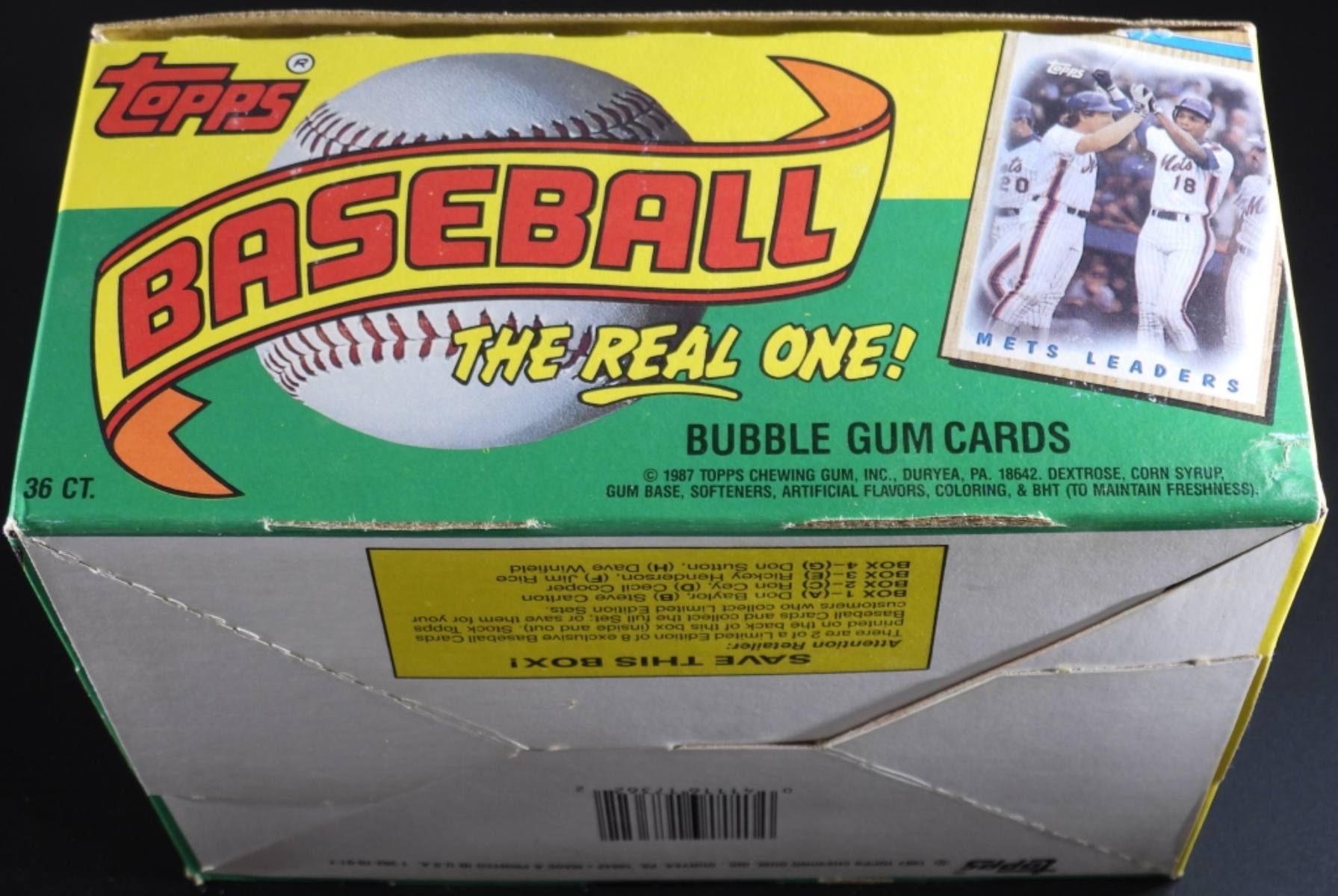 1987 Topps Baseball Bubble Gum Box, 36ct
