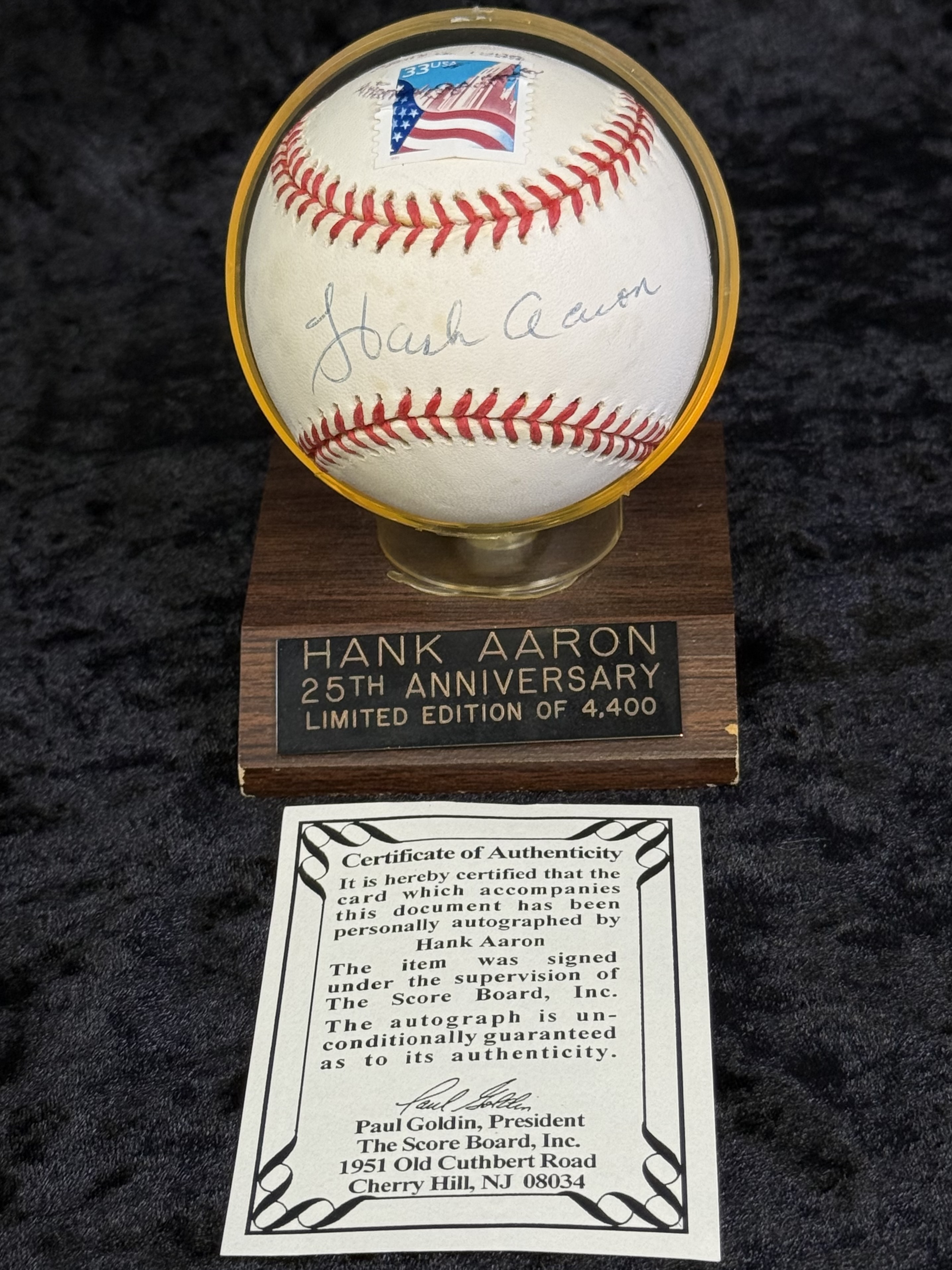 Hank Aaron Signed Baseball 25th Anniversary Ltd