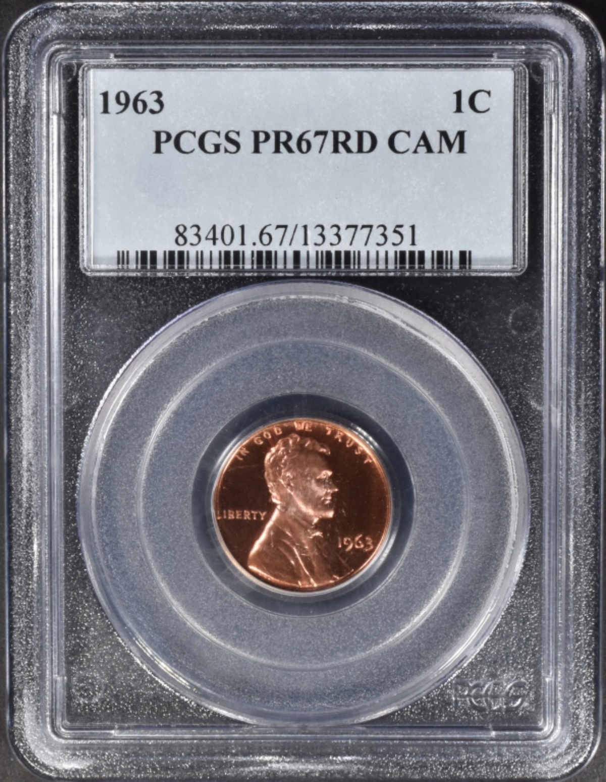 1963 Lincoln Cent PR67RD CAM PCGS