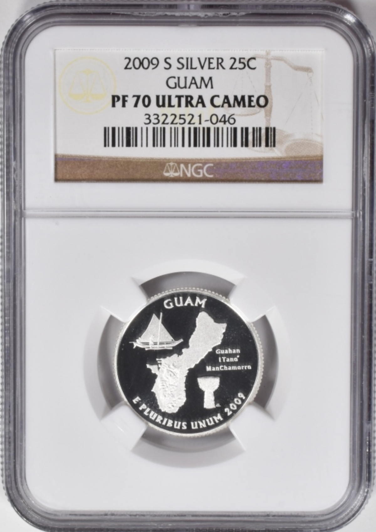 2009-S Silver Quarter PF70 Ultra Cameo NGC Guam
