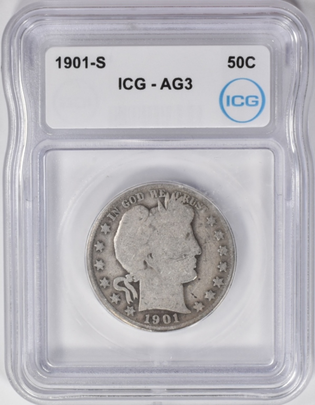 1901-S Barber Half Dollar AG3 ICG